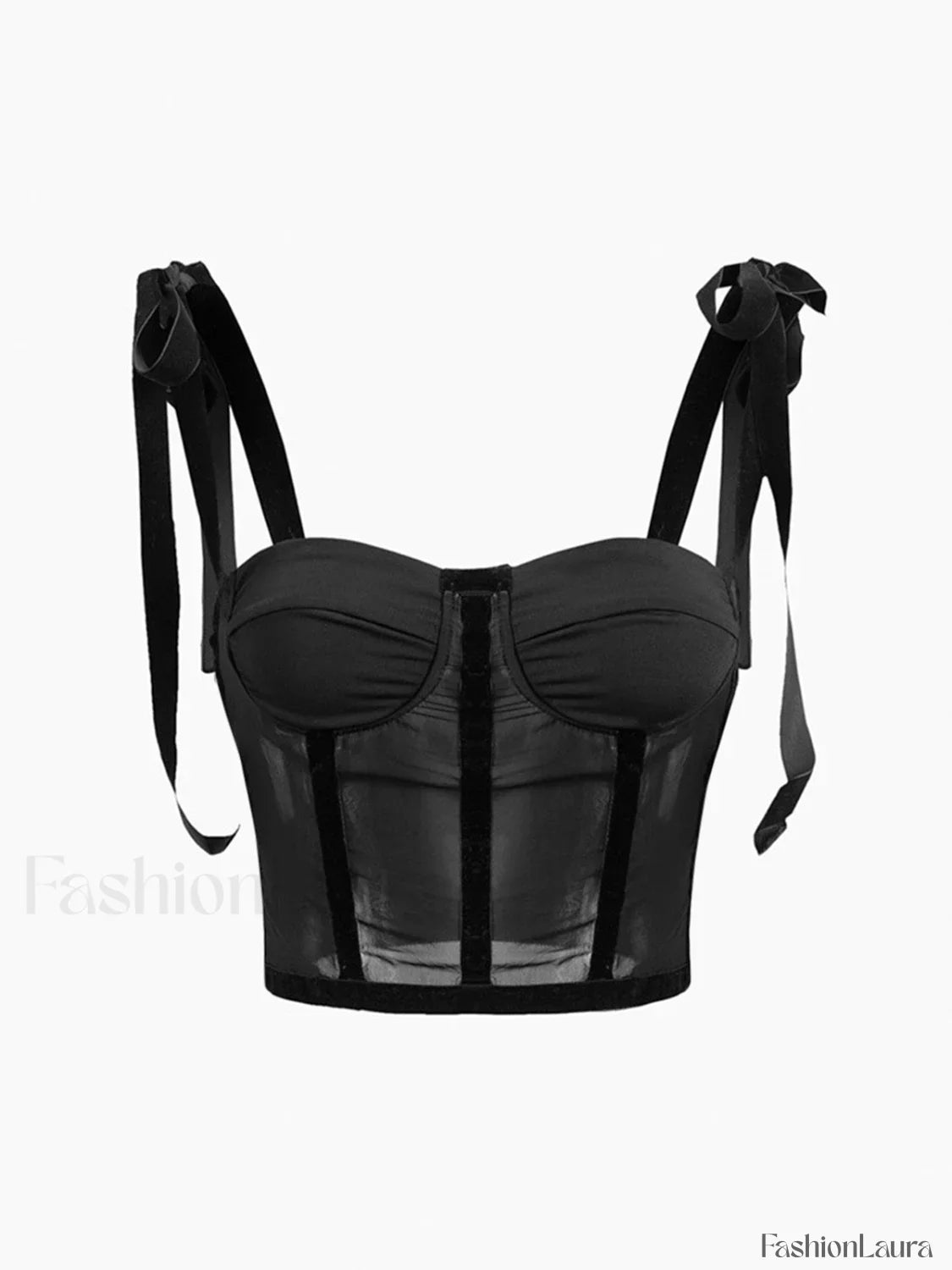 Tied Mesh Graceful Corset Crop Top