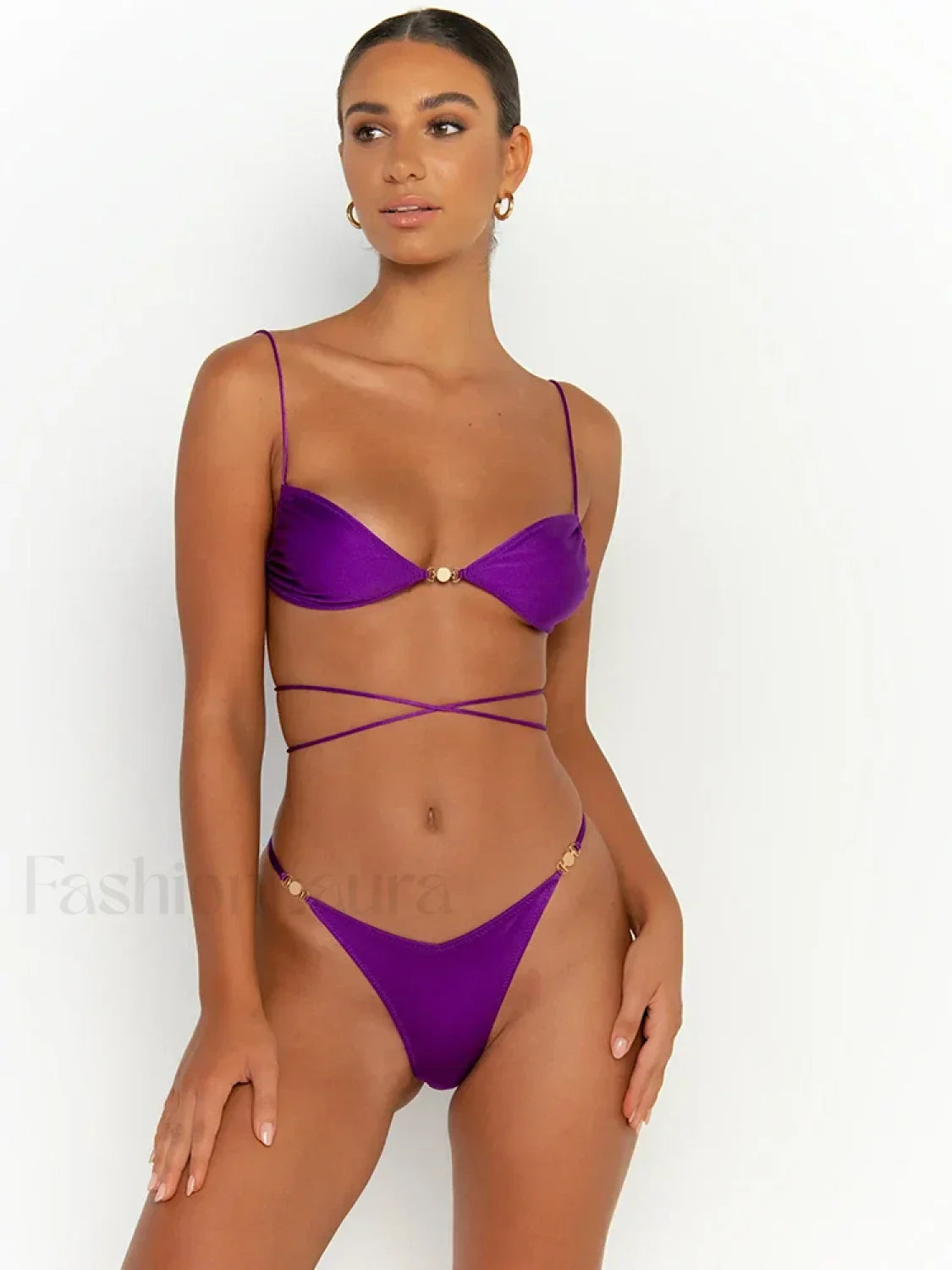 Tied Solid Halter Bikini Set