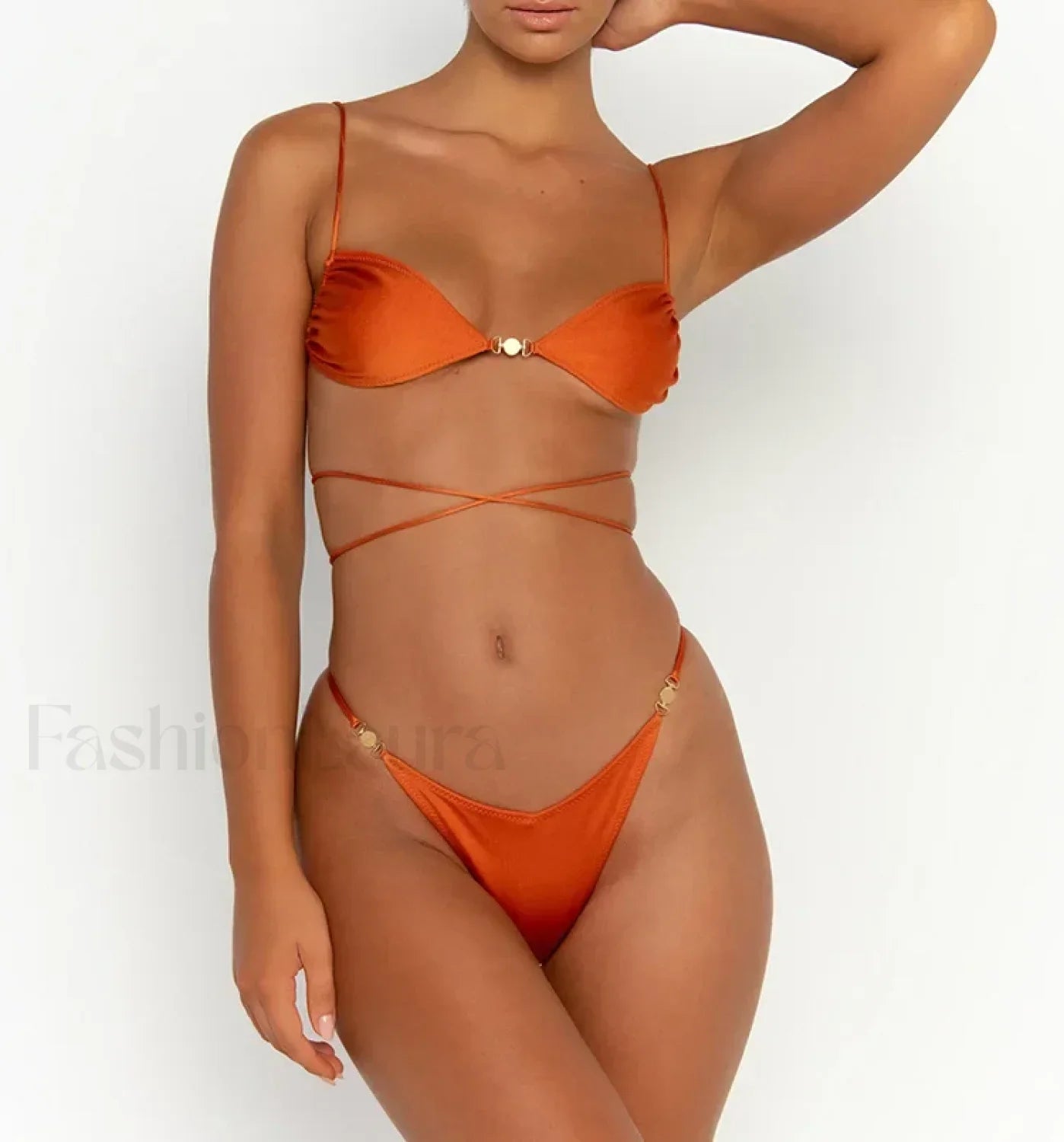 Tied Solid Halter Bikini Set