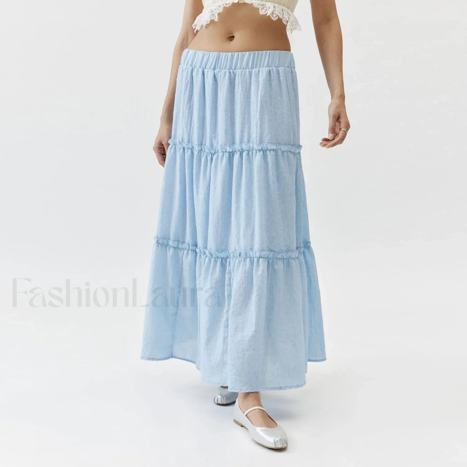 Tiered Flowy Maxi Beach Skirt