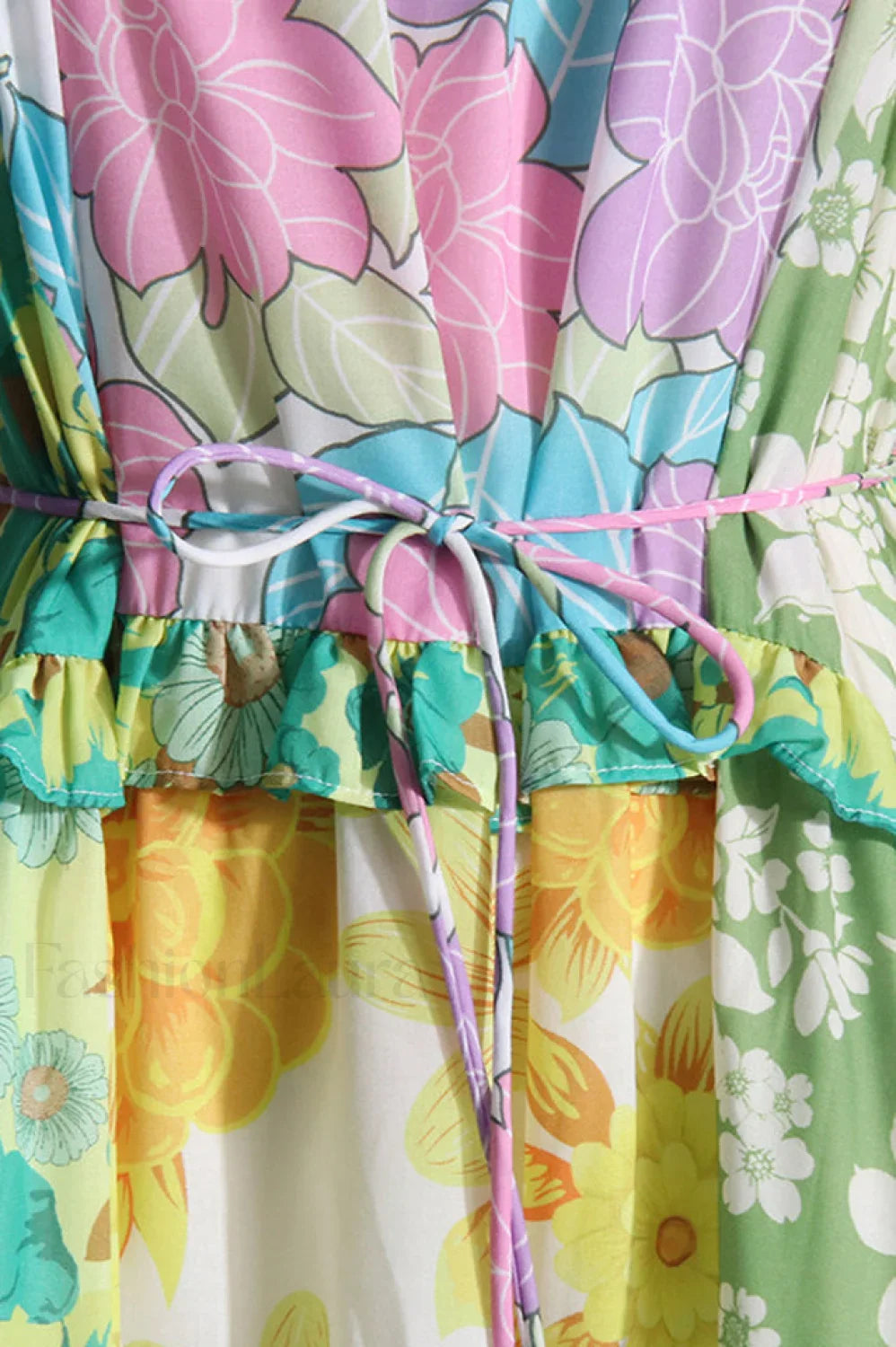 Tiered Patchwork Stylish Midi Dress