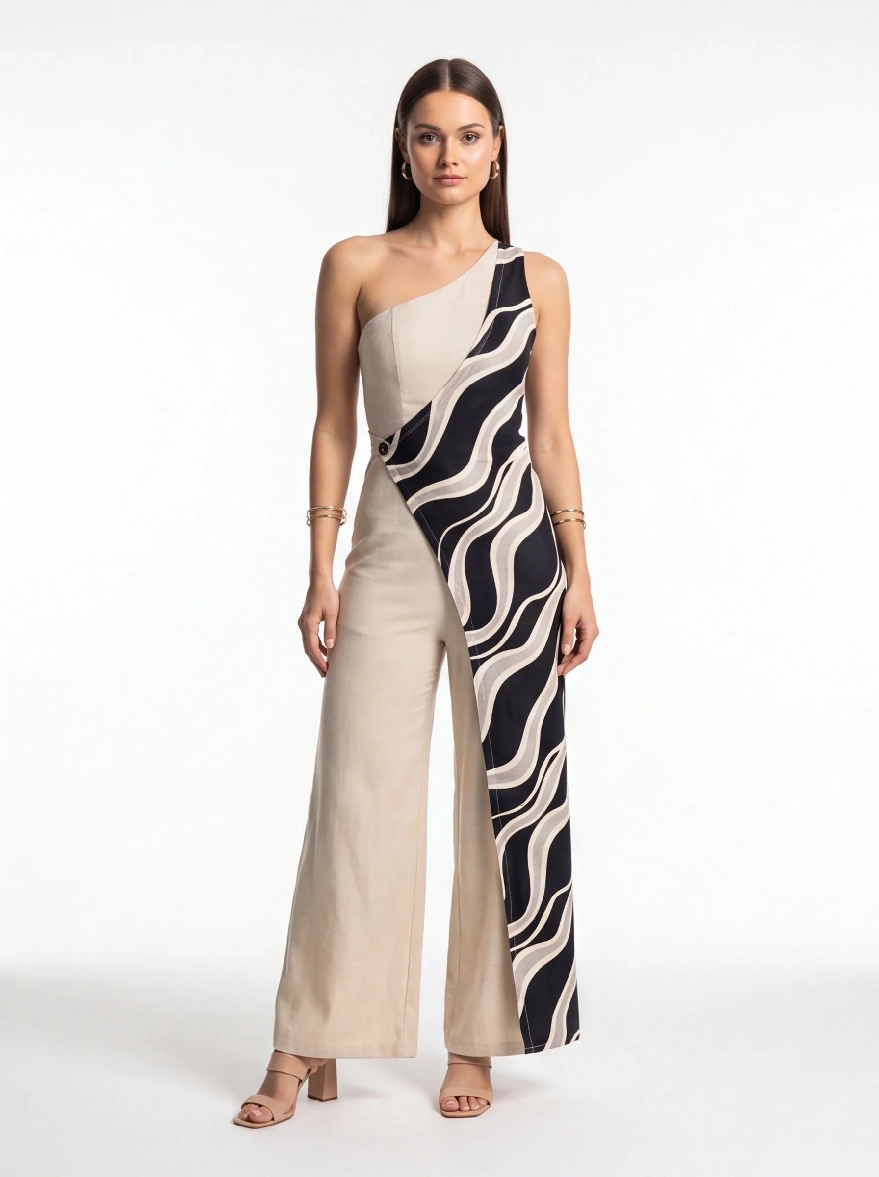 Chic Colorblock Wide-Leg Jumpsuit for Women | Elegant Design, Comforta