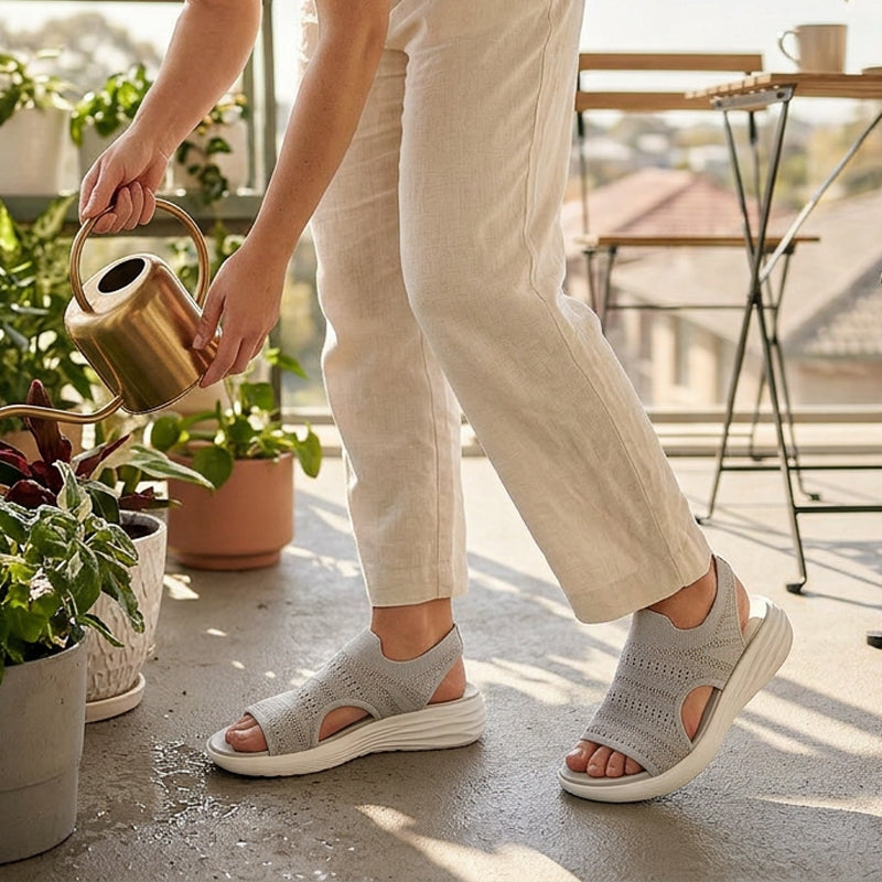 Open Toe Knit Cutout Platform Slide Sandals