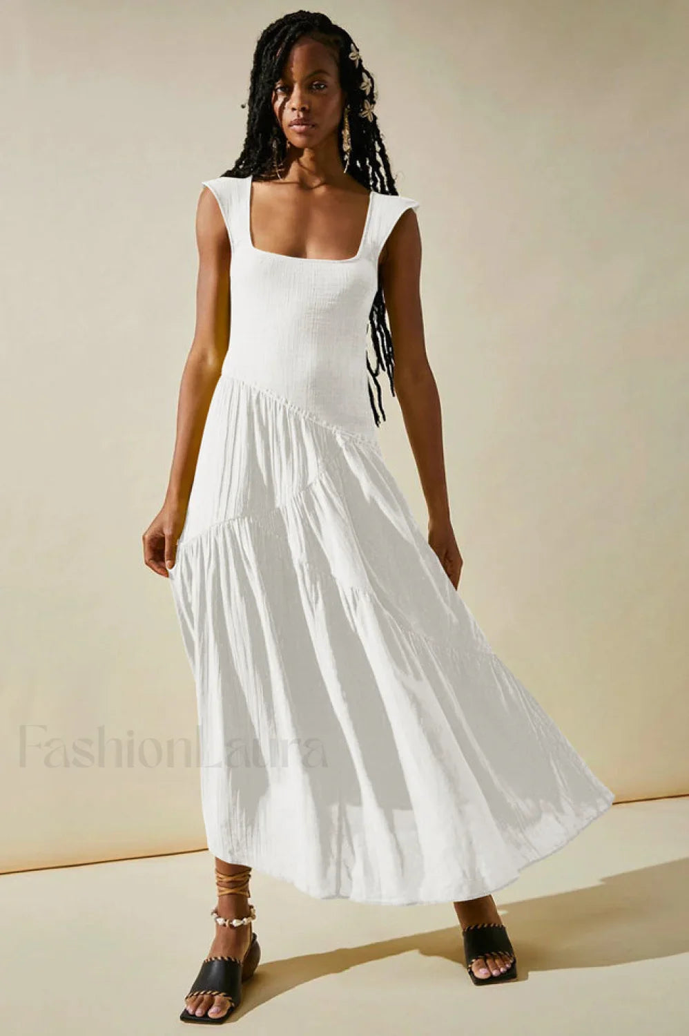 Traveler Elegant Midi Dress S / White