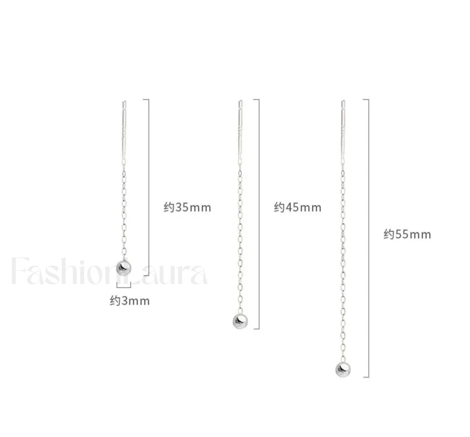 Trend Stainless Steel Long Wire Tassel Thread Chain Ball Pendants Drop Ear Line Straight Hanging Earring