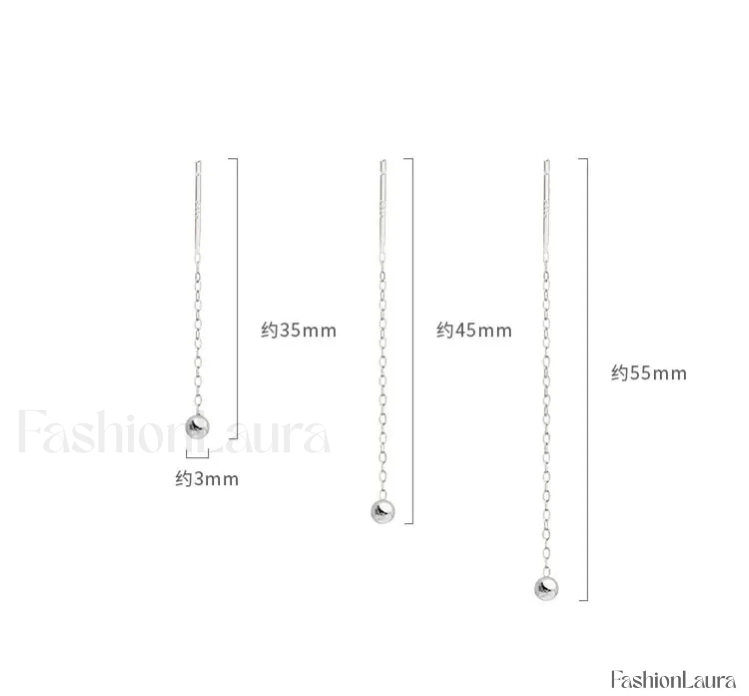 Trend Stainless Steel Long Wire Tassel Thread Chain Ball Pendants Drop Ear Line Straight Hanging Earring