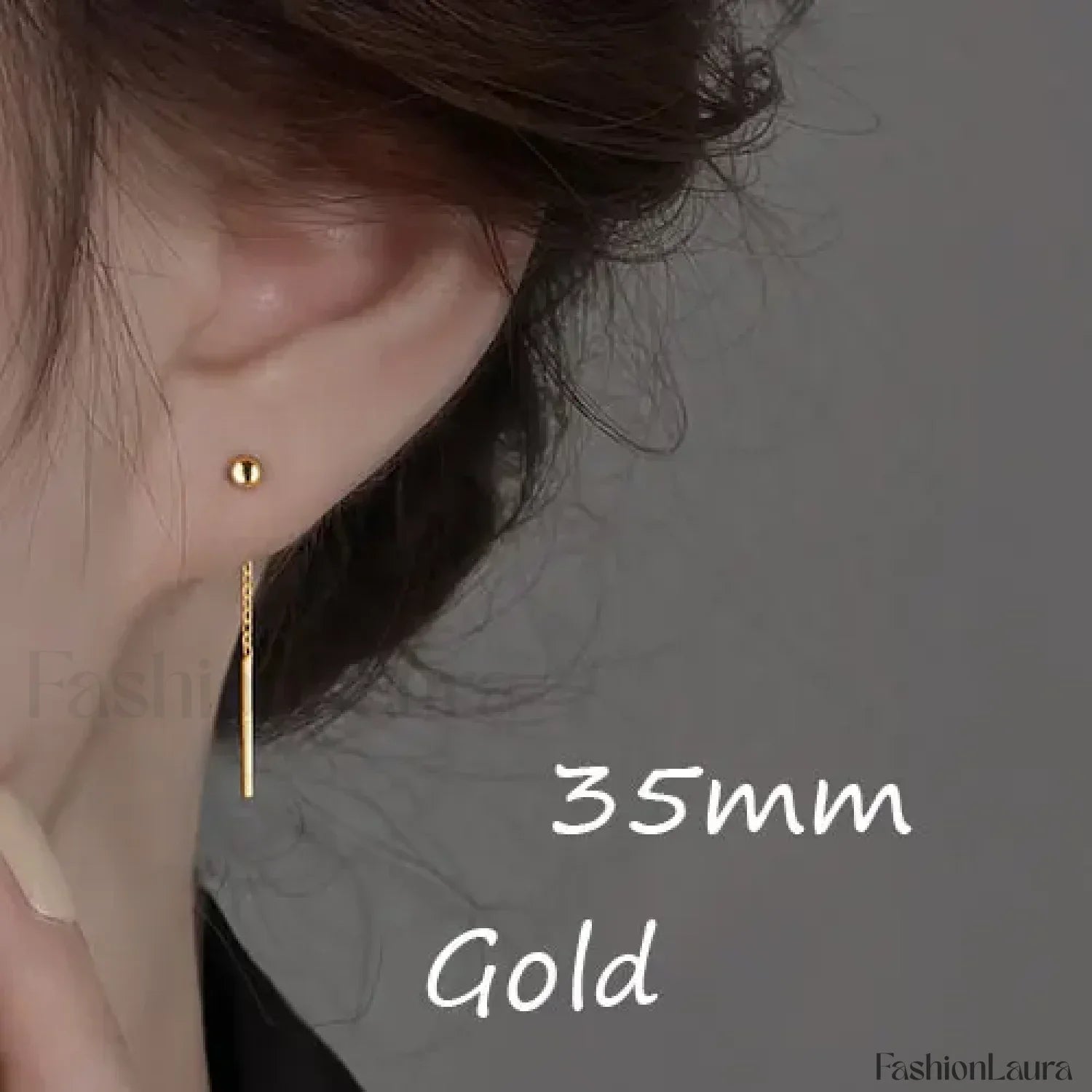 Trend Stainless Steel Long Wire Tassel Thread Chain Ball Pendants Drop Ear Line Straight Hanging Earring