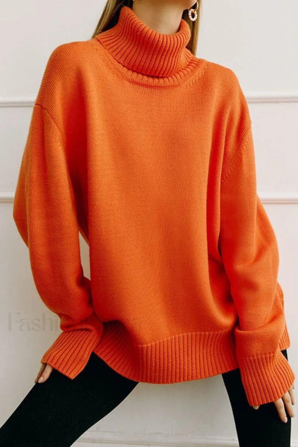 Turtleneck Loose Knit Pullover Sweater