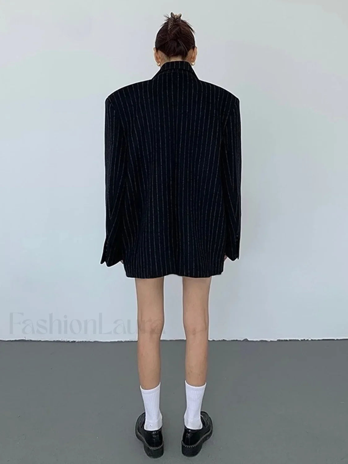 Tweed Pinstripe Graceful Oversized Blazer