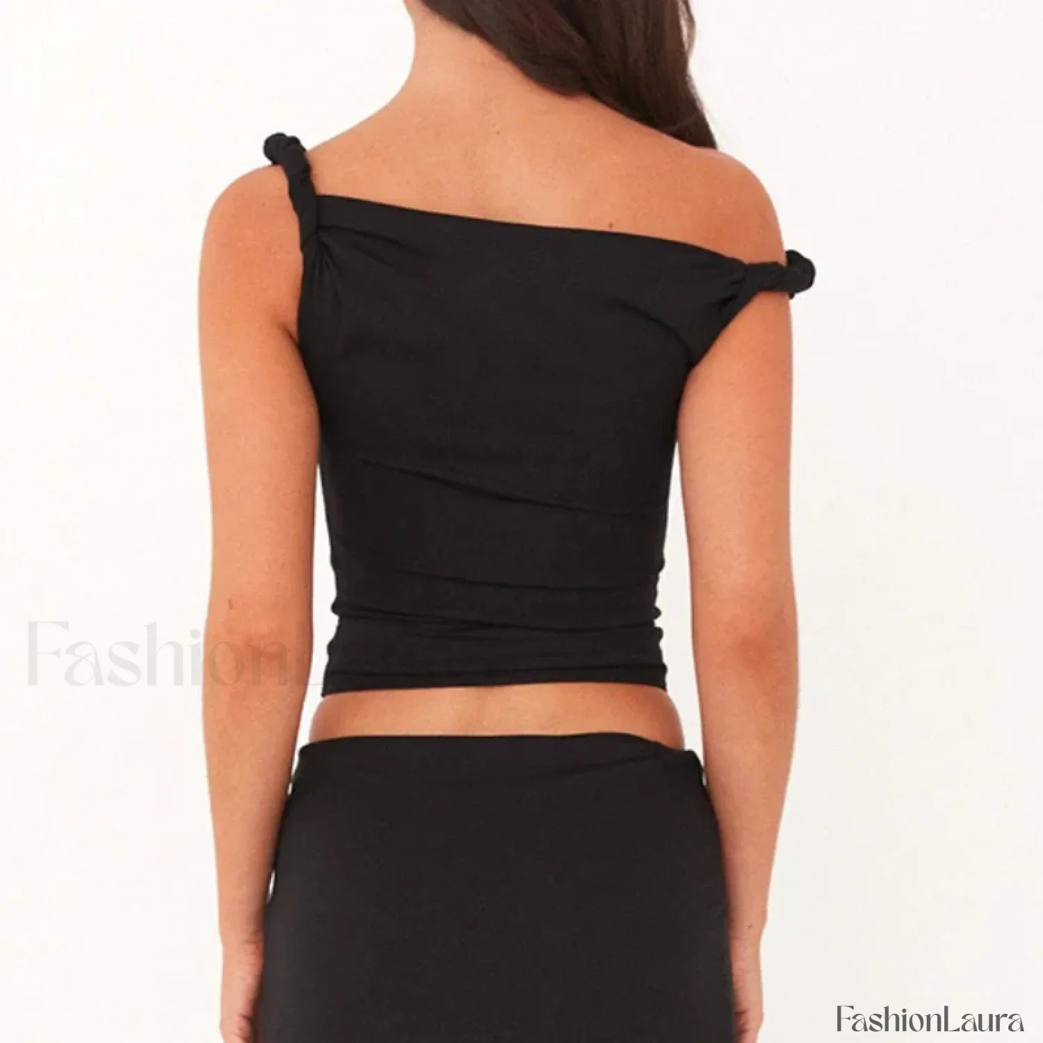 Twist Shoulder Halter Crop Top