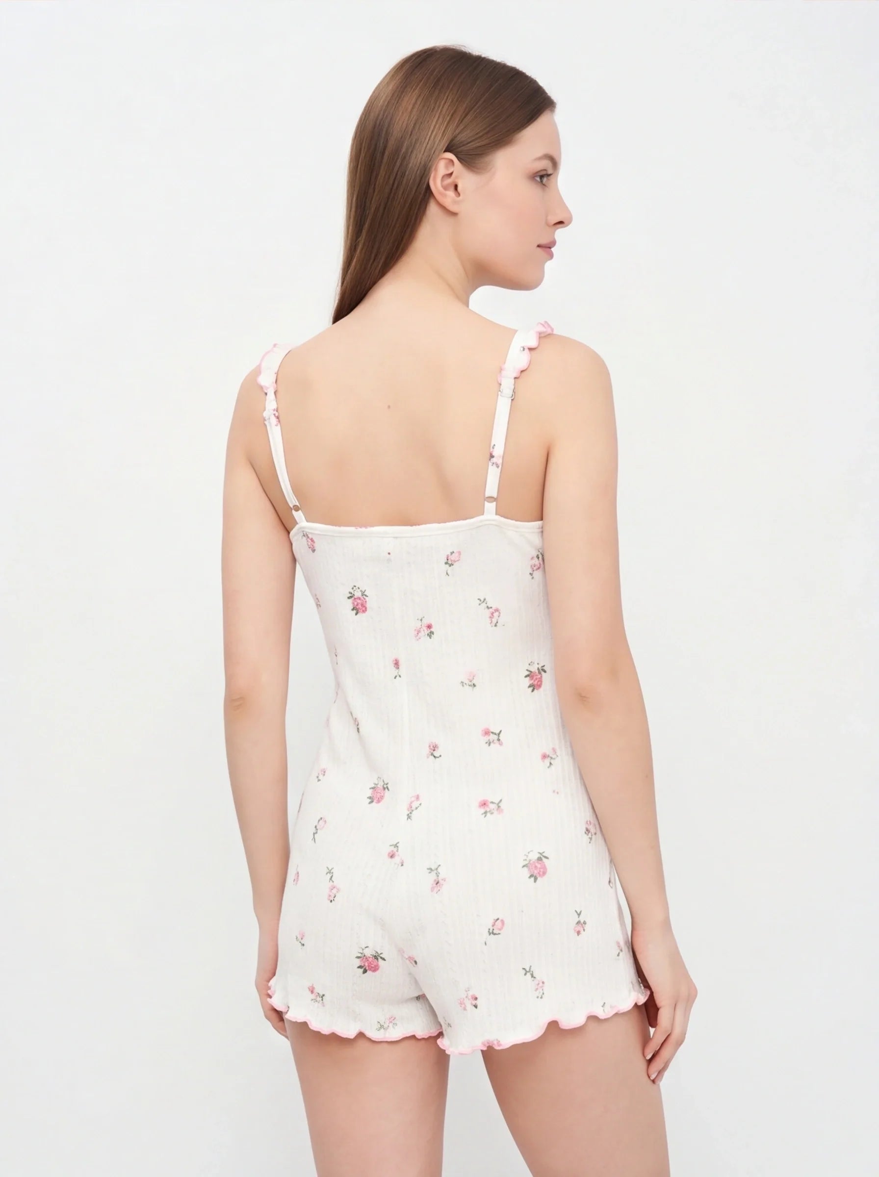 Elegant Floral Women's PJ Romper | Soft Fabric & Comfortable Fit
