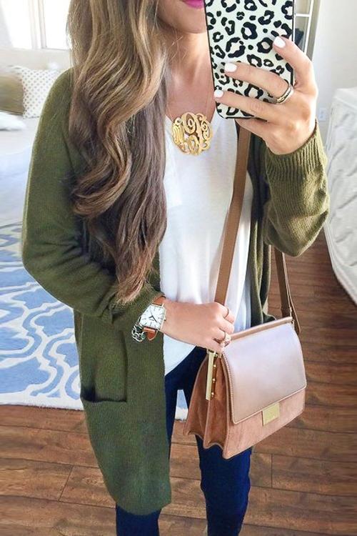 Pocket Knitting Long Coat