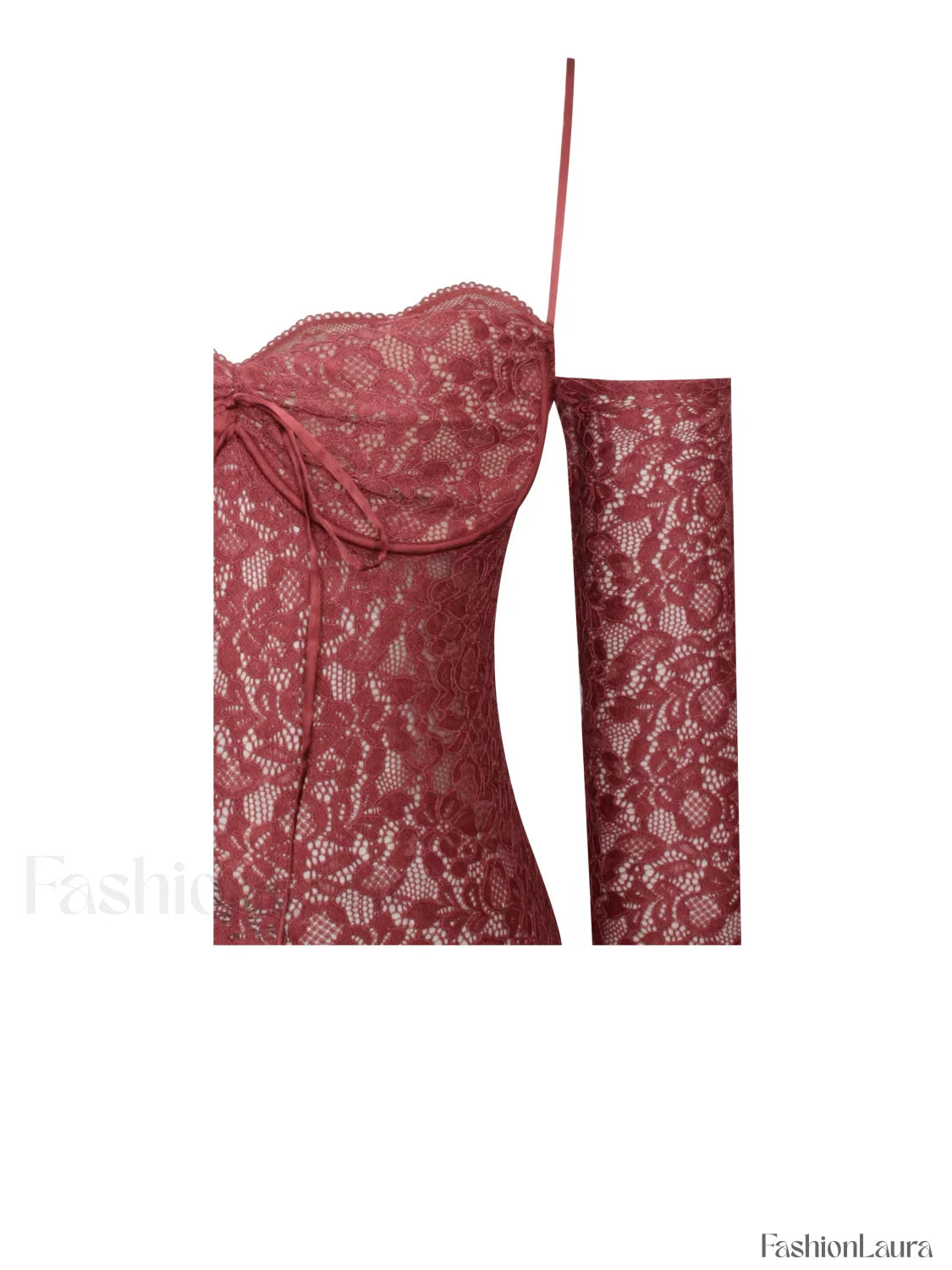 Udaya Burgundy Lace Charming Long Sleeve Maxi Dress