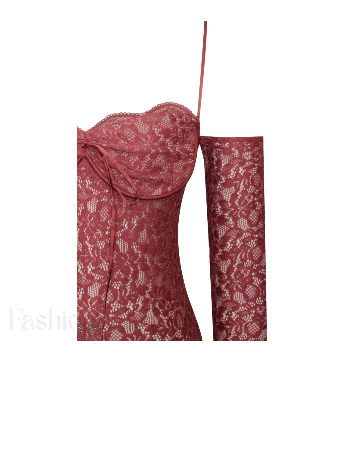 Udaya Burgundy Lace Charming Long Sleeve Maxi Dress