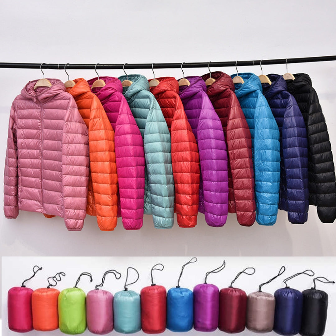 Hooded Zip Front Lightweight Packable Puffer Jacket