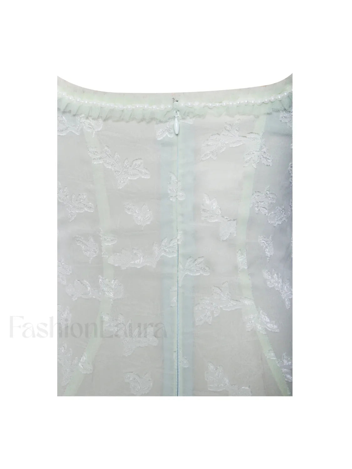 Ulissa Light Green Square Neck Trendy Jacquard Textured High Slit Maxi Dress