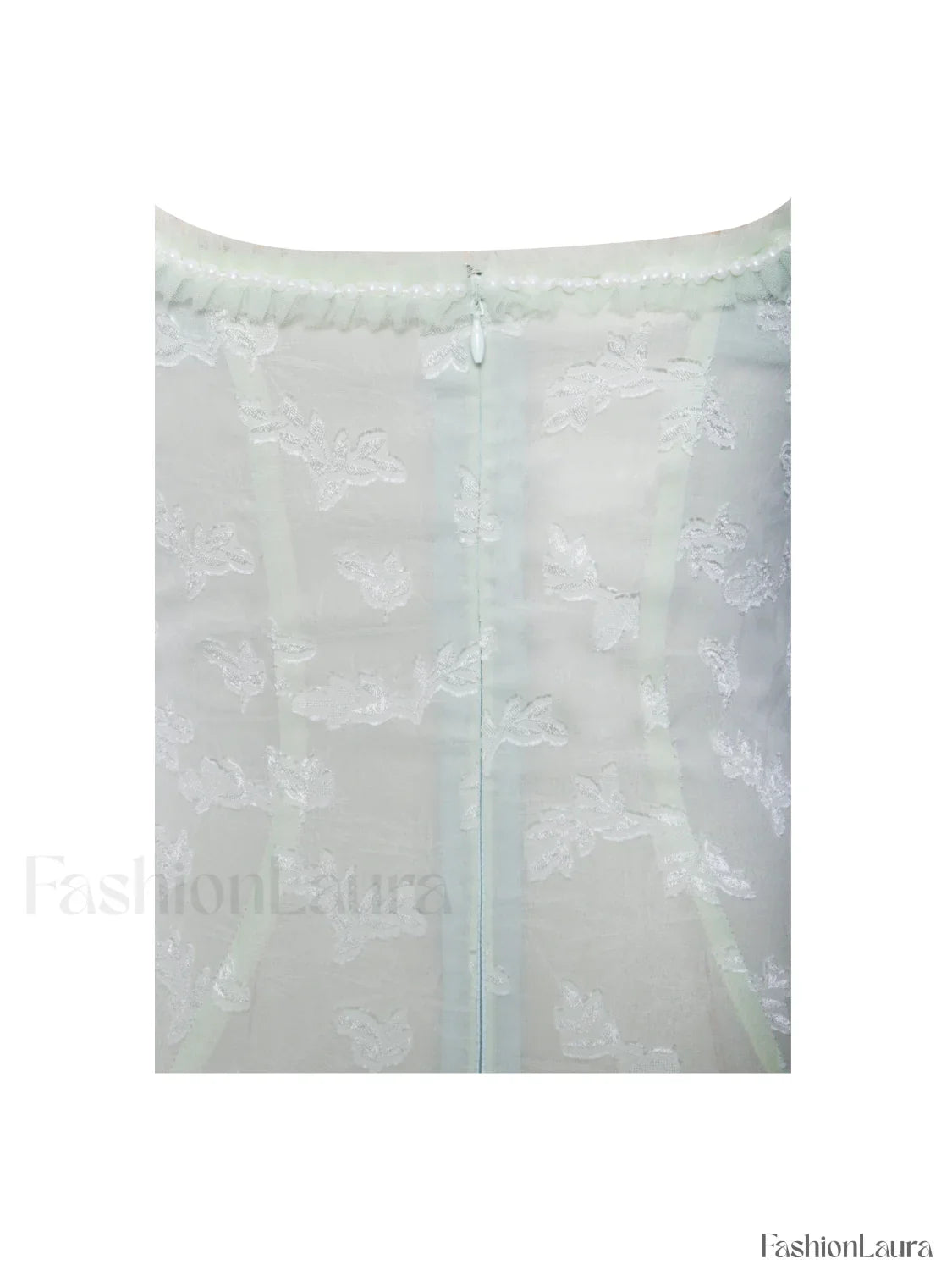 Ulissa Light Green Square Neck Trendy Jacquard Textured High Slit Maxi Dress