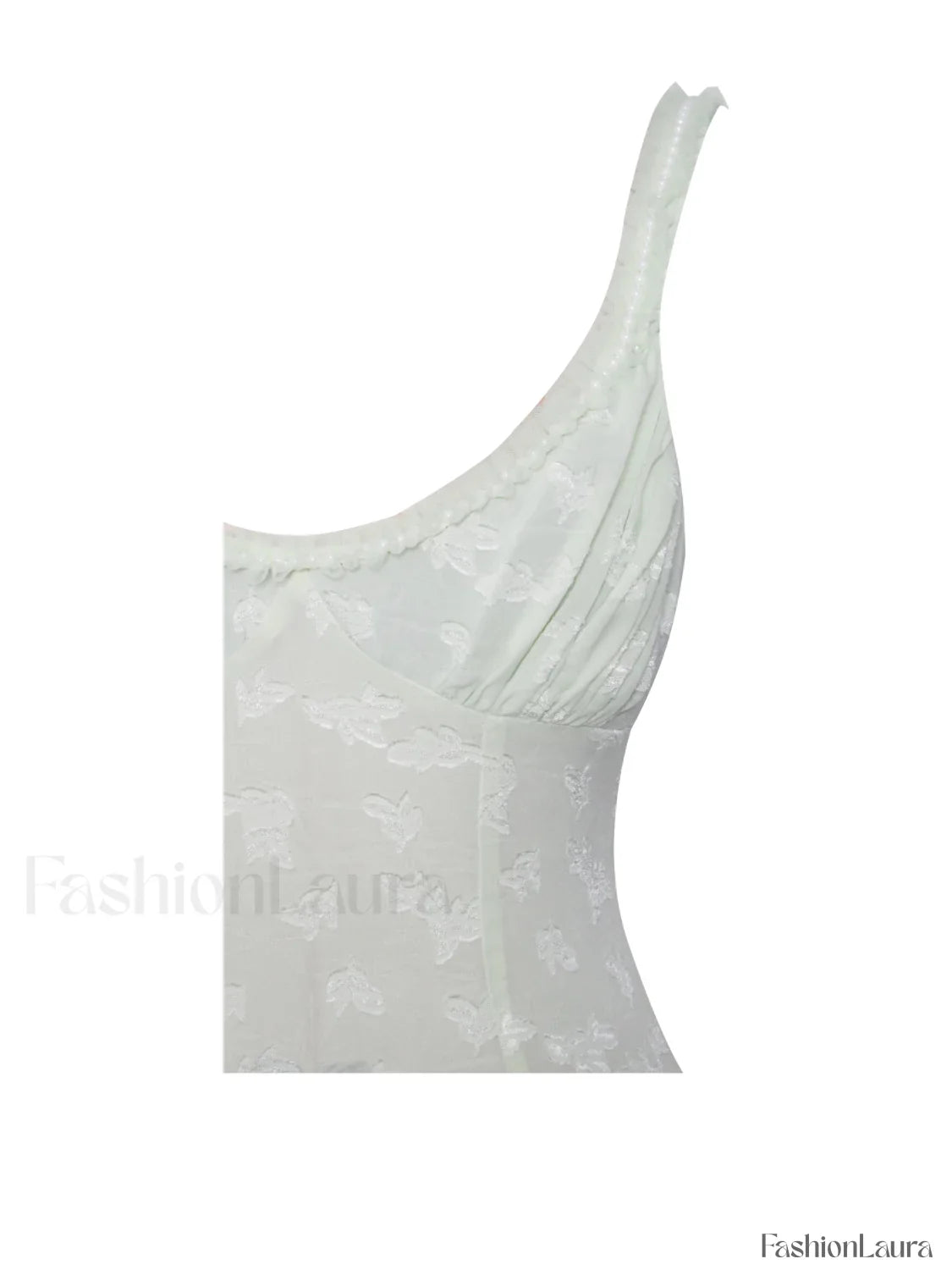 Ulissa Light Green Square Neck Trendy Jacquard Textured High Slit Maxi Dress