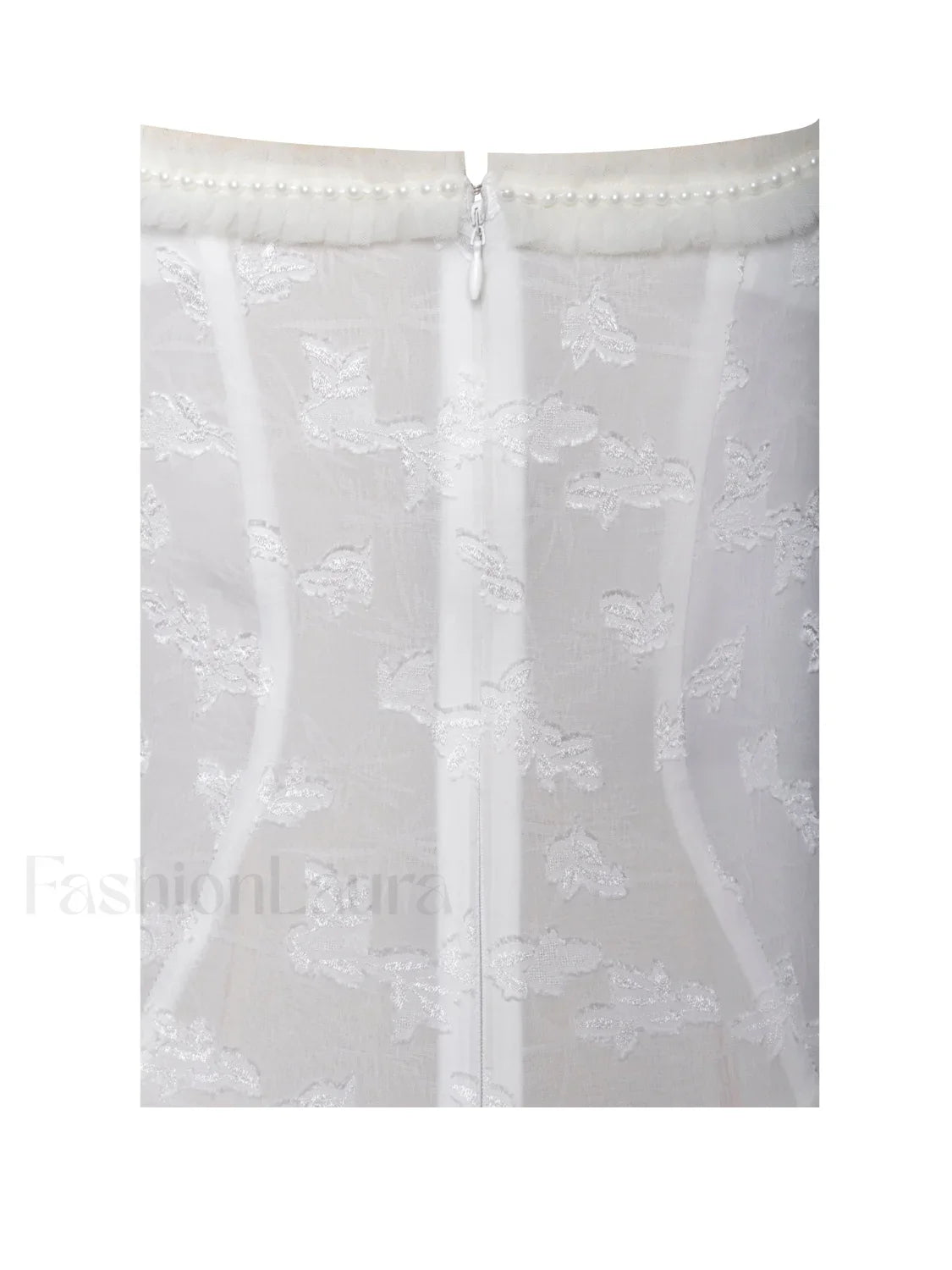 Ulissa White Square Neck Jacquard Trendy Textured High Slit Maxi Dress