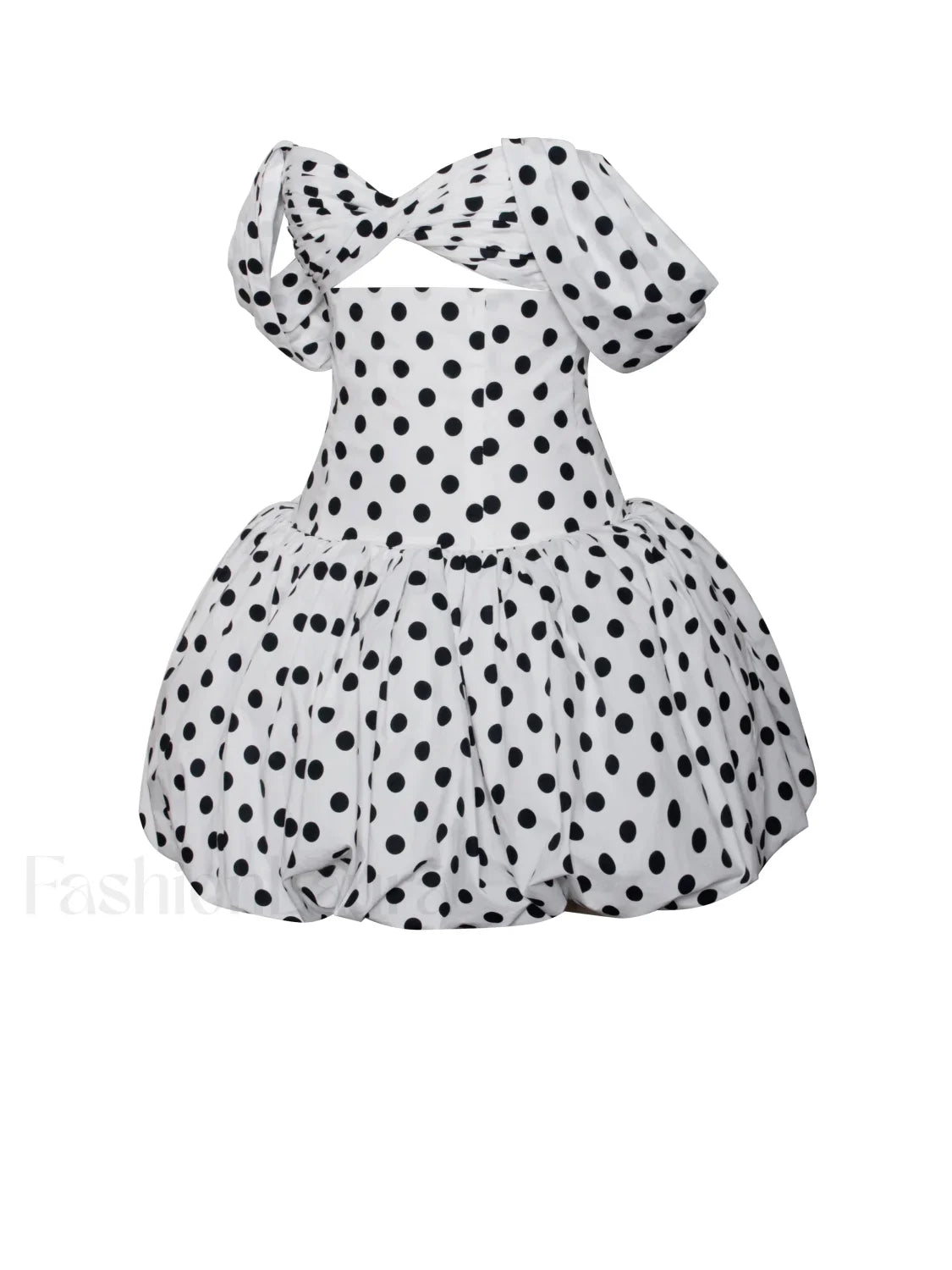 Umika Polka Dots Charming Bubble Hem Mini Dress