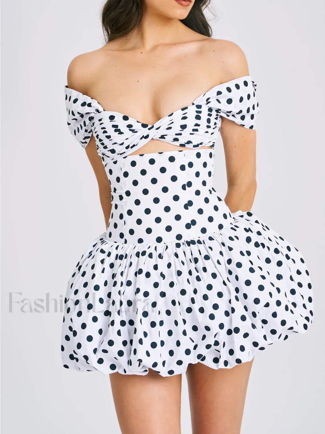 Umika Polka Dots Charming Bubble Hem Mini Dress M / US 6 8 Dresses