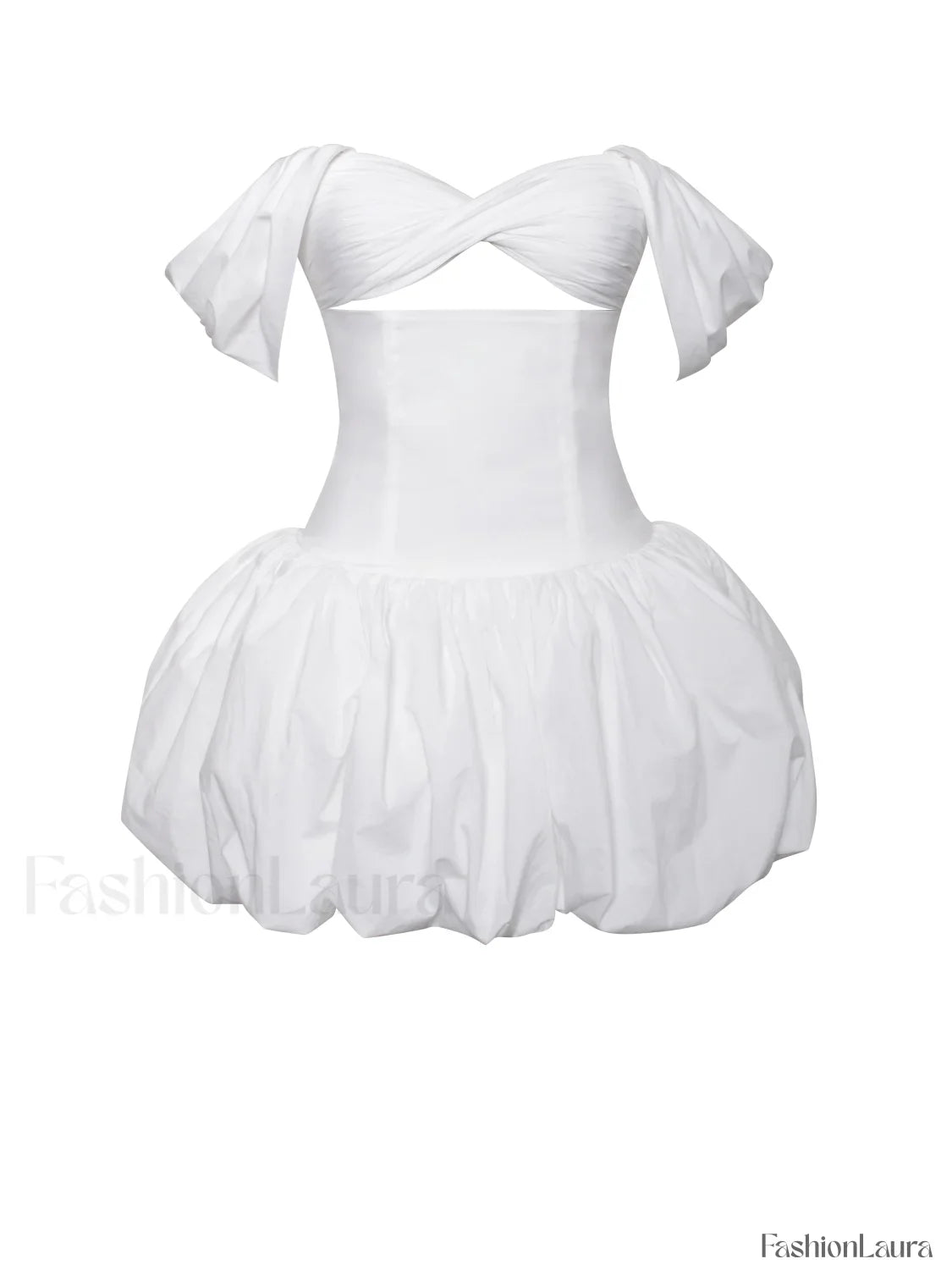 Umika White Bubble Charming Hem Mini Dress