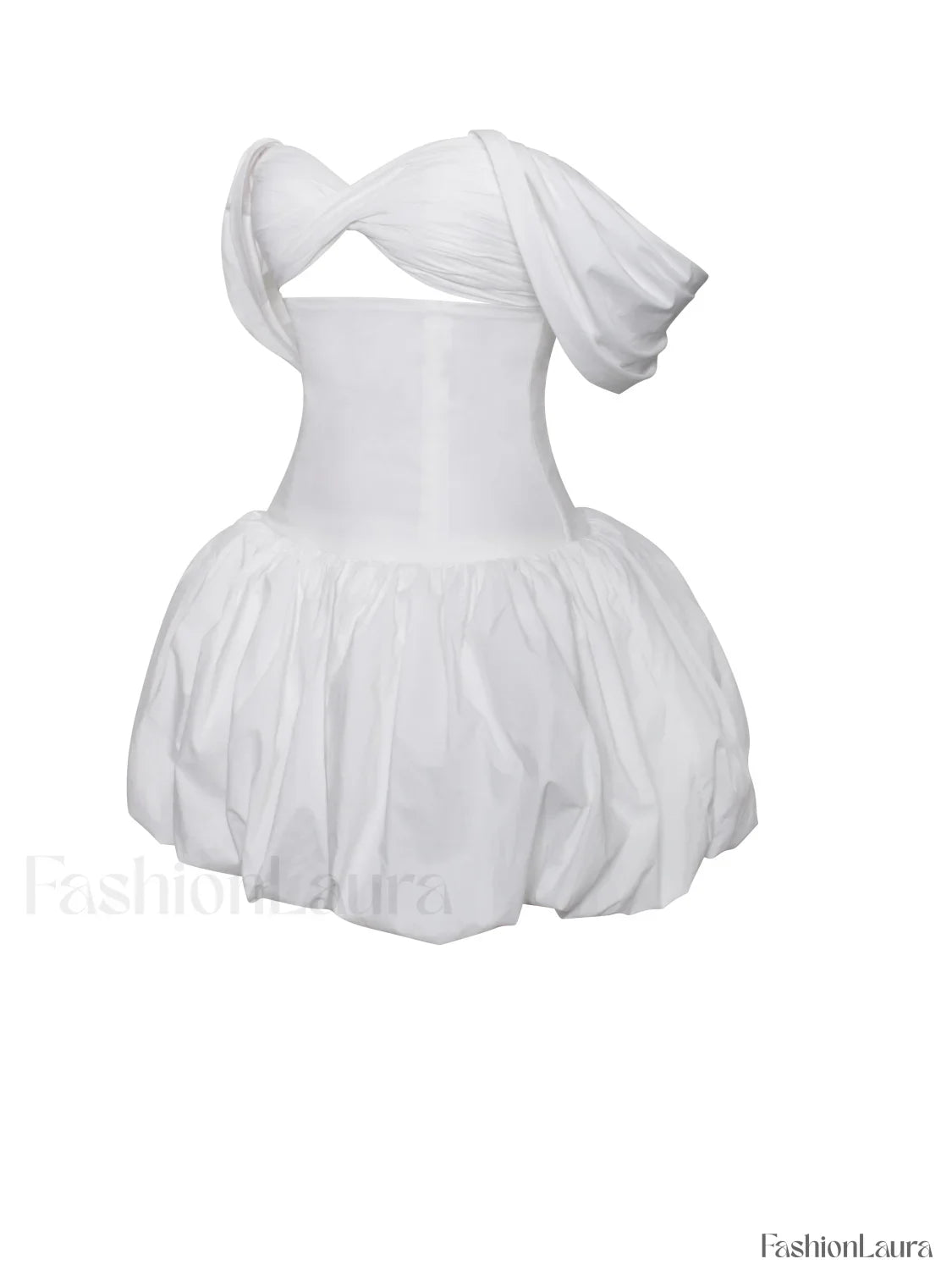 Umika White Bubble Charming Hem Mini Dress