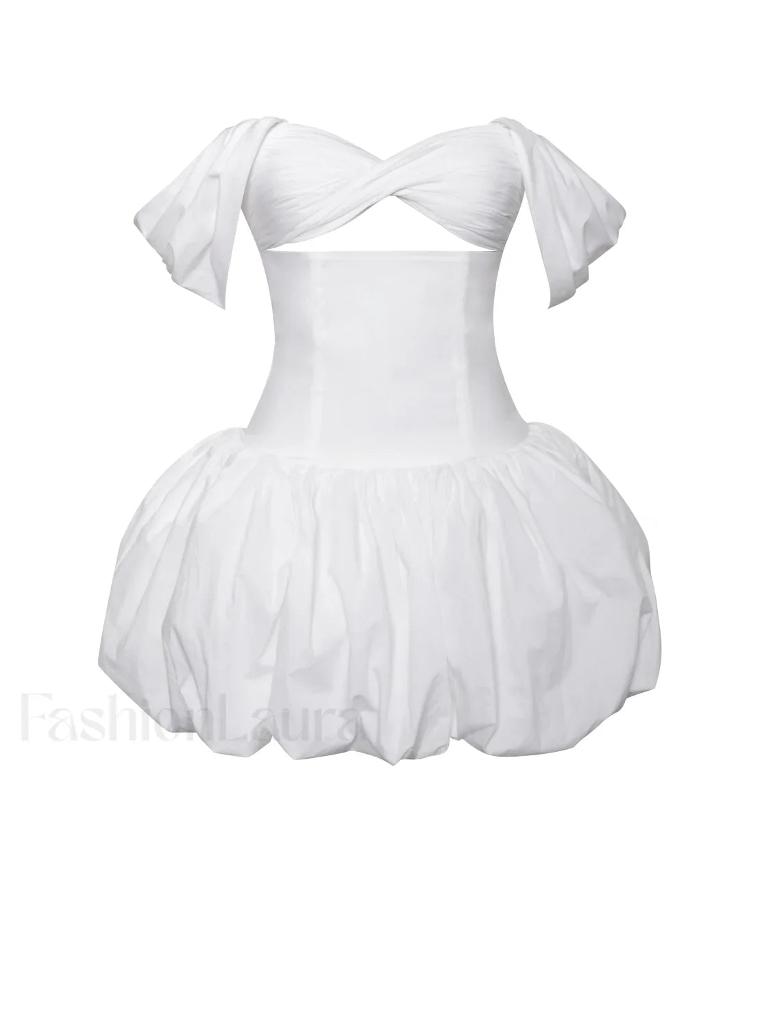 Umika White Bubble Charming Hem Mini Dress