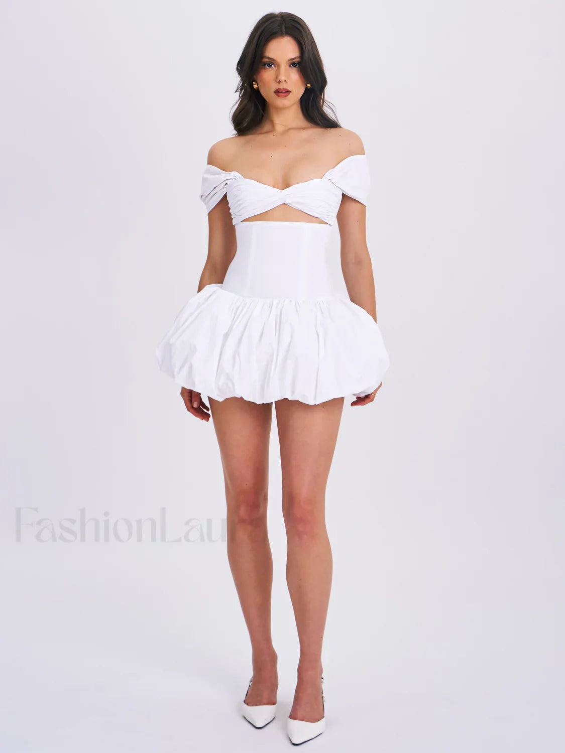 Umika White Bubble Charming Hem Mini Dress