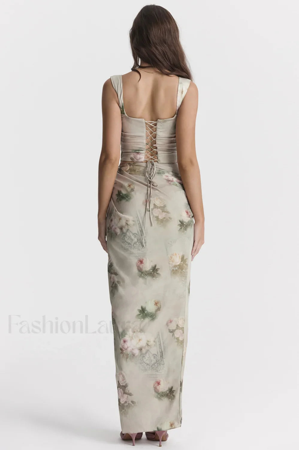 Una Vintage Floral Corset Graceful + Maxi Skirt Set