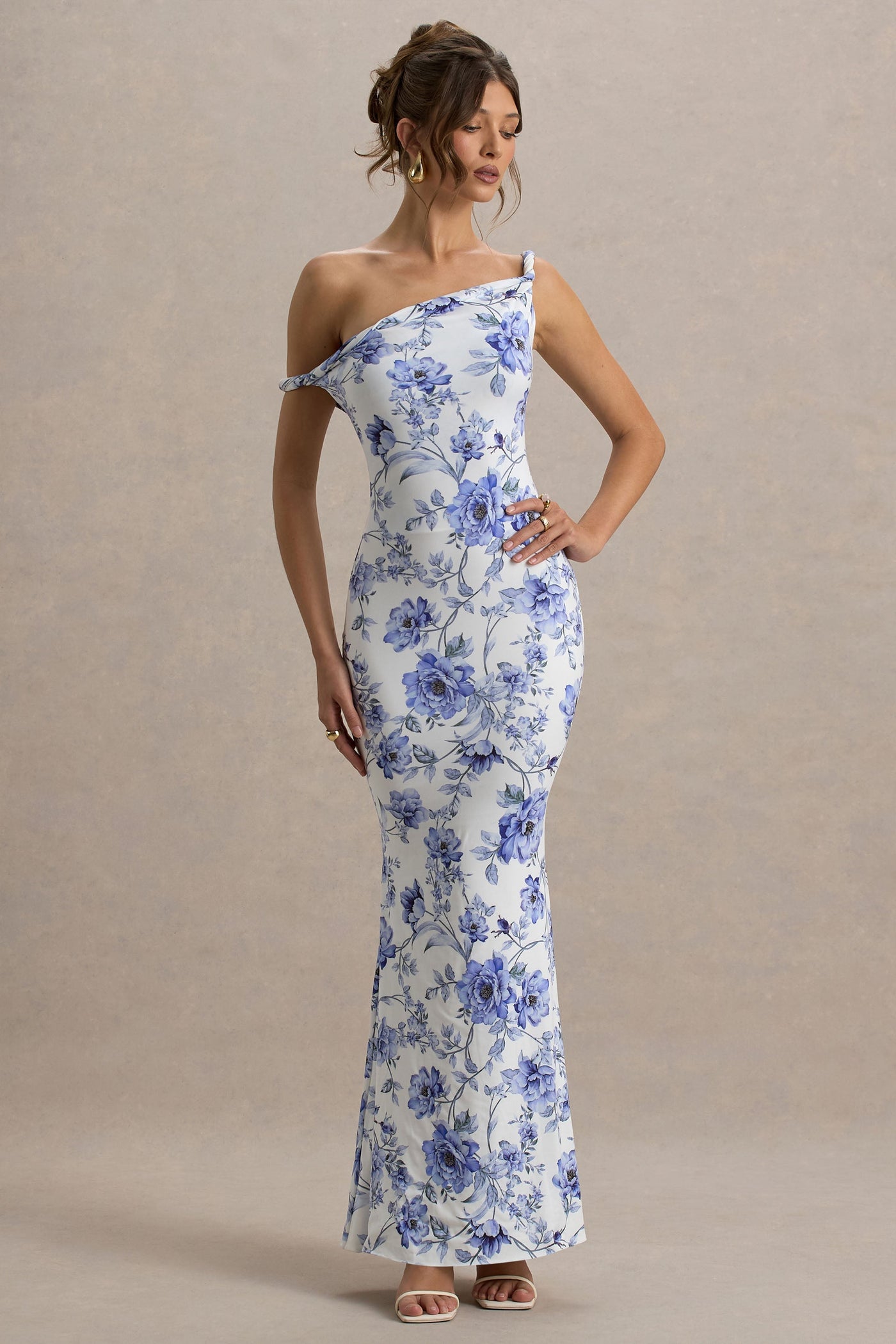 Floral One Shoulder Mermaid Maxi Dress