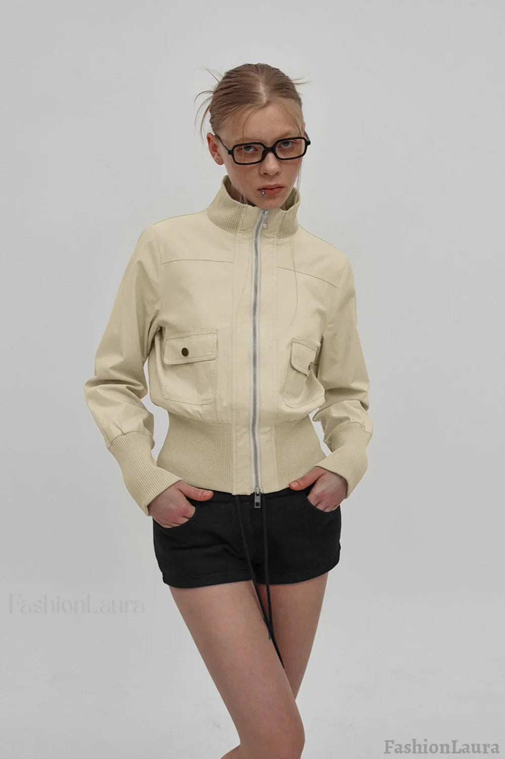 Utility Belted Zip Pocket Jacket