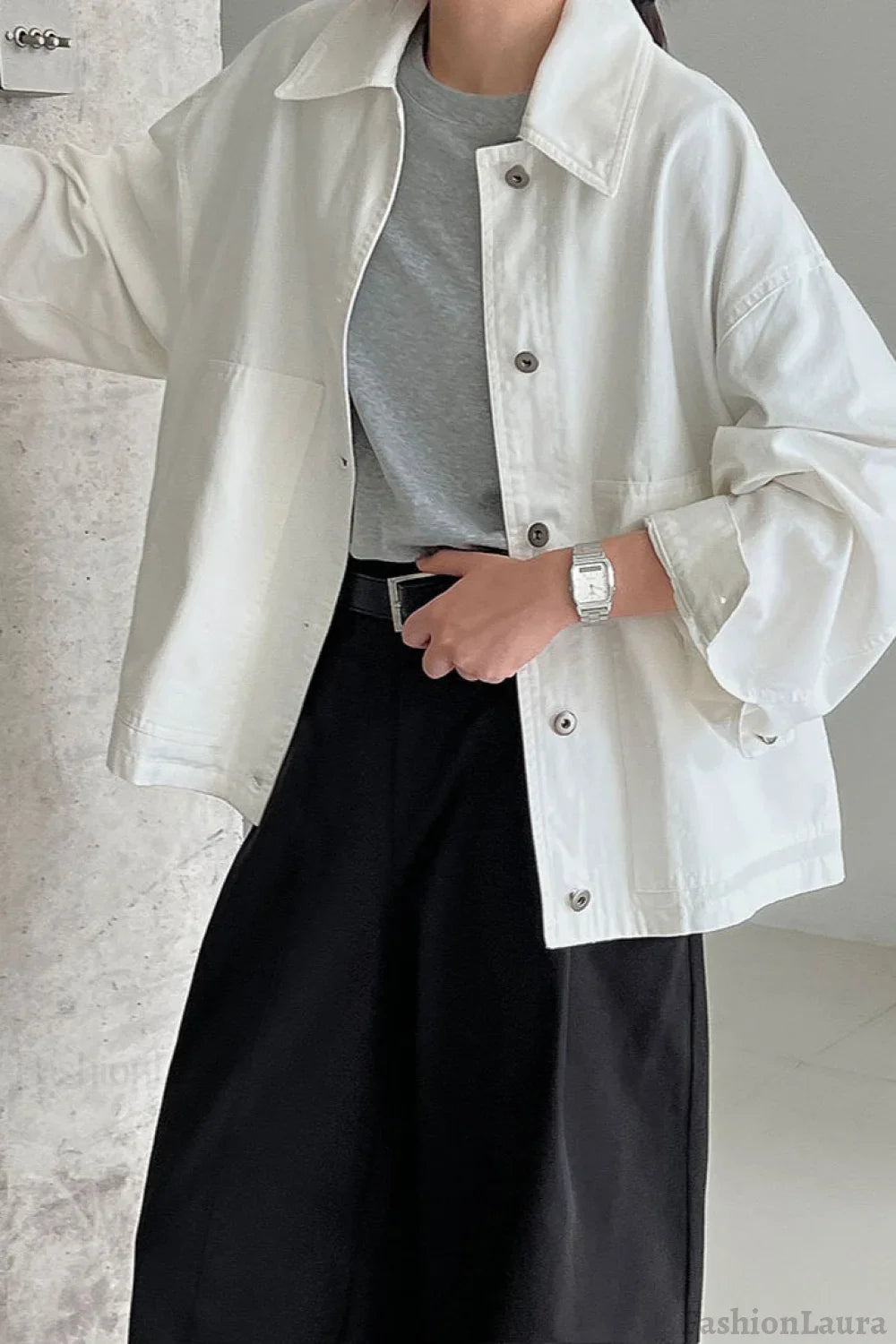 Utility Lapel Fleece Jacket M / White