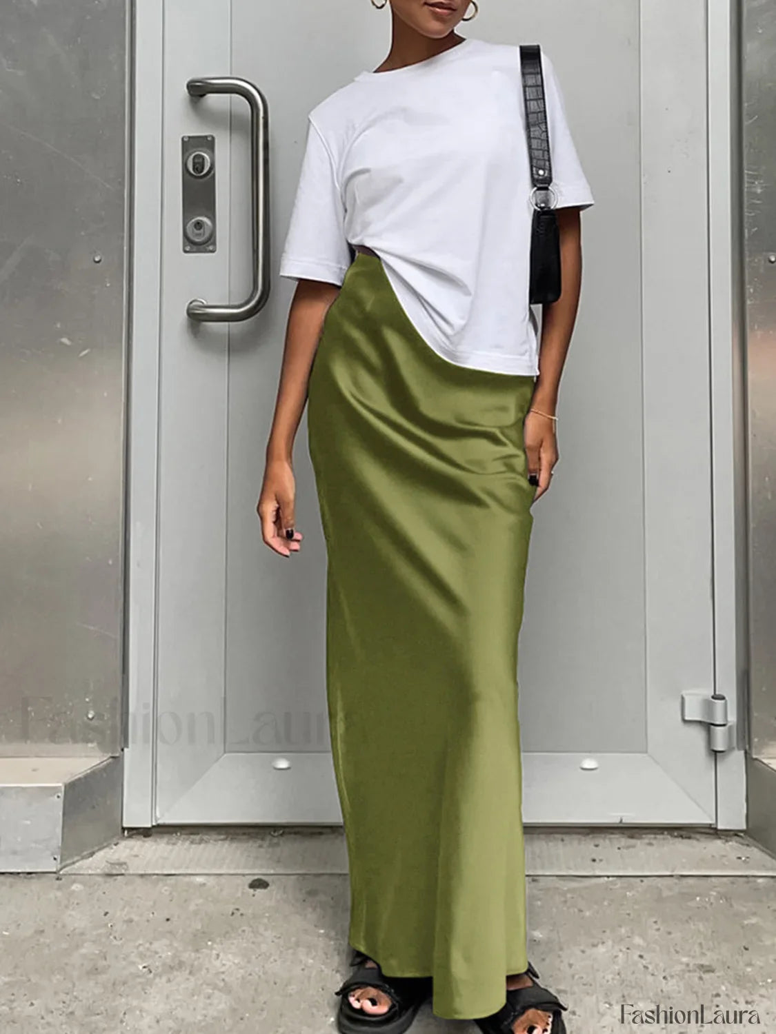 Utility Satin Graceful Maxi Skirt