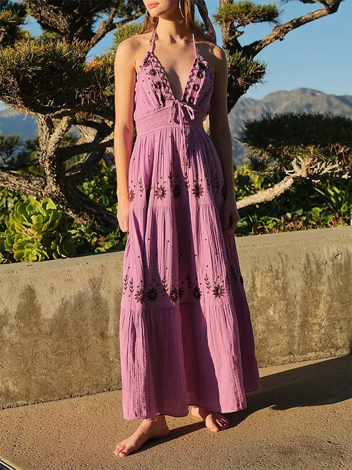 V-Neck Backless Party Boho Dress