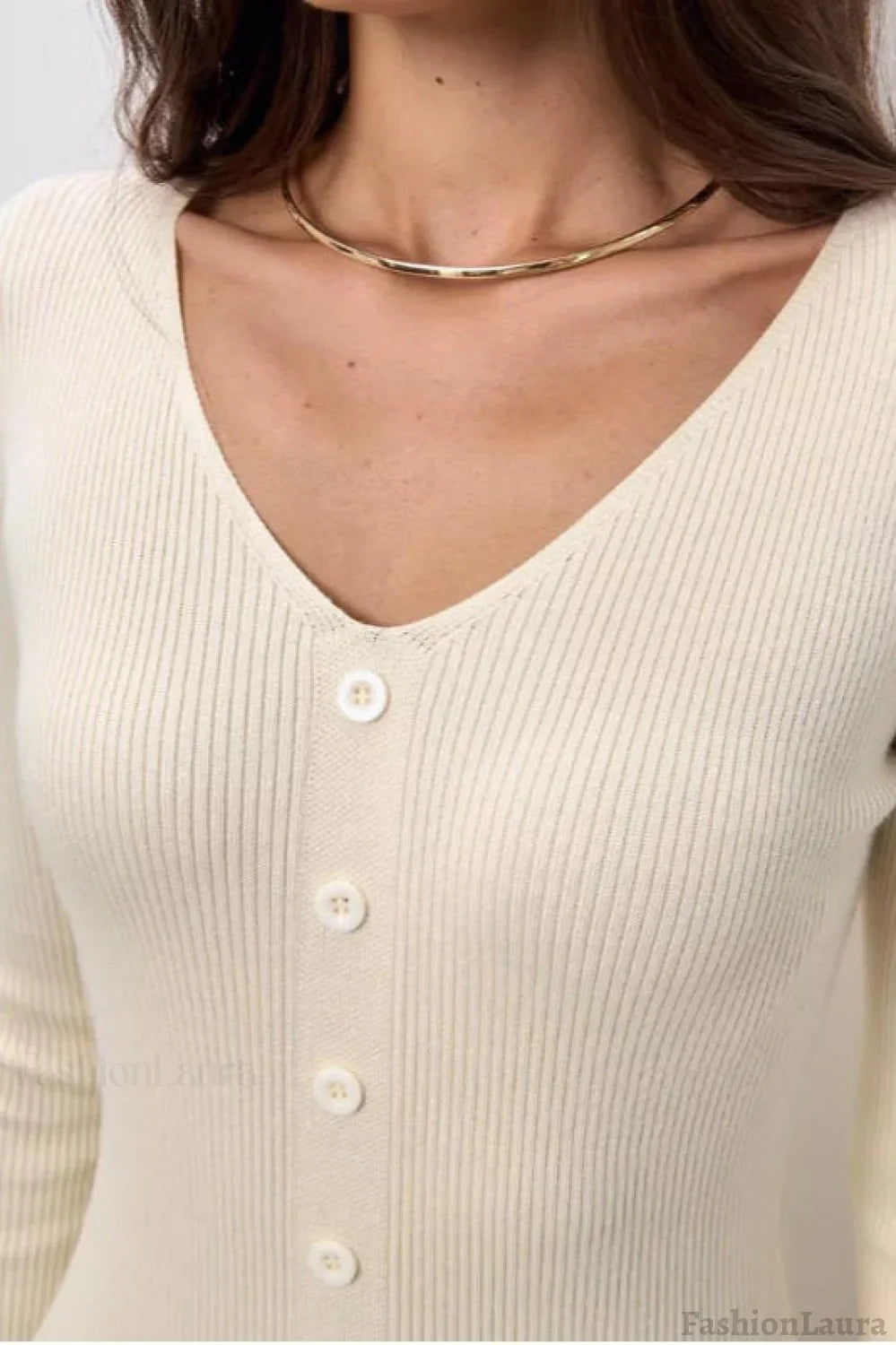 V-Neck Bodycon Knit Sweater Dress