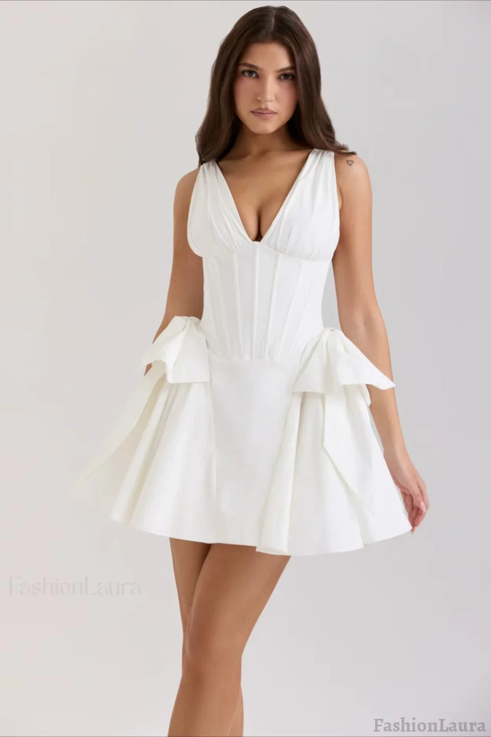 V-Neck Corset Puff Party Dress