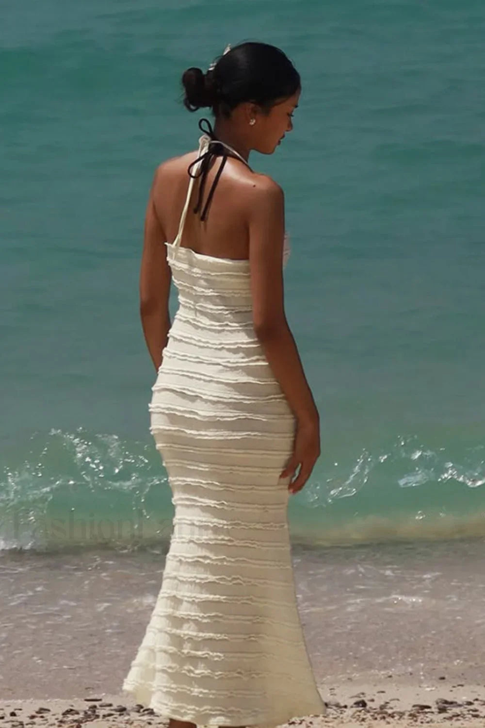 V-Neck Halter Bodycon Maxi Dress