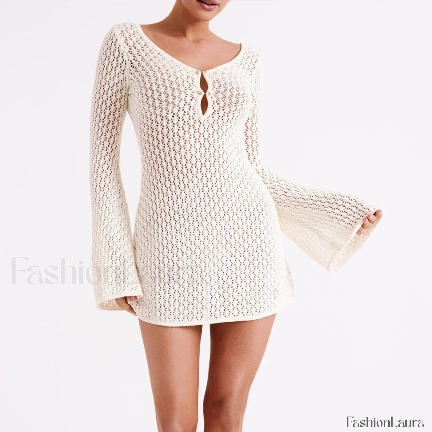 V-Neck Hollow Tunic Cover Up