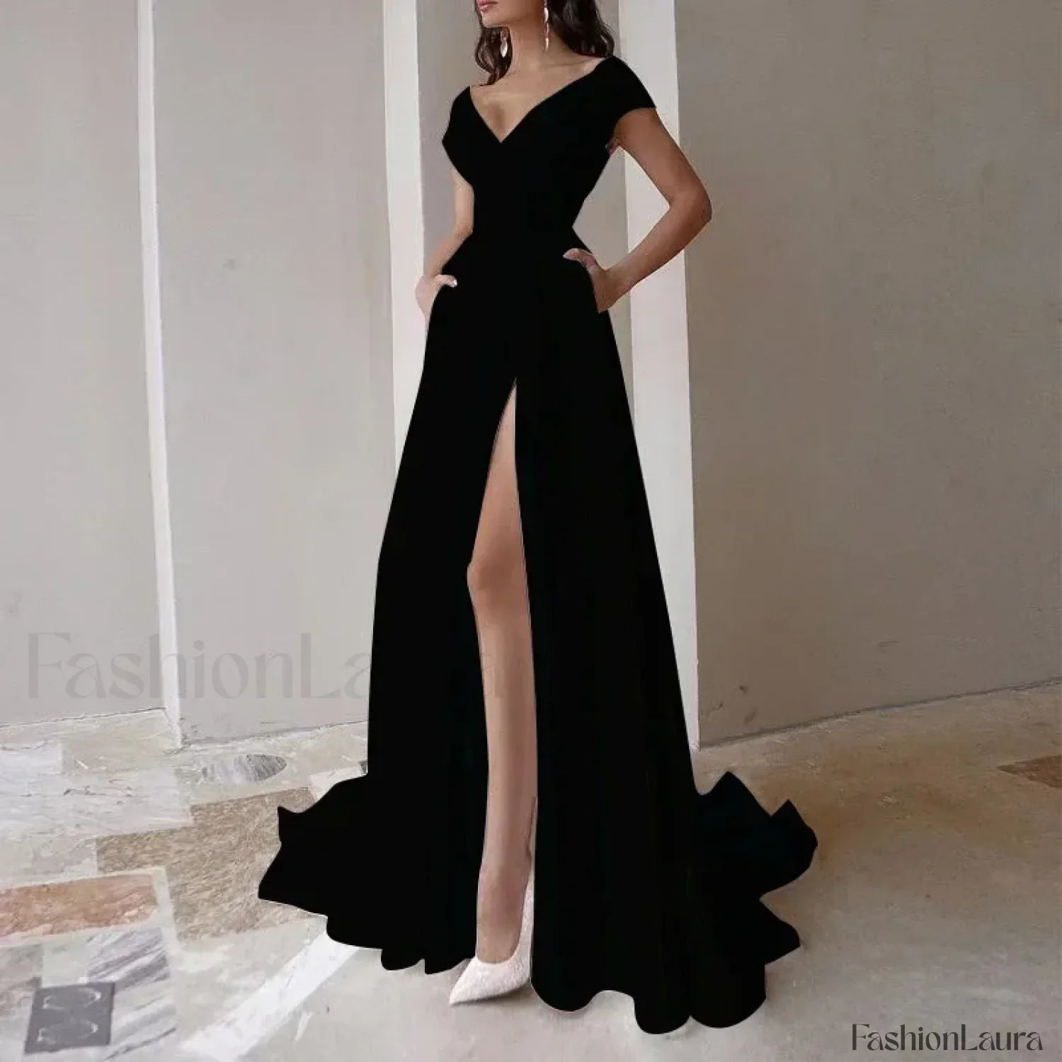 V-neck Ruffled Evening Long High Waist Elegant Party 2024 New Sexy Irregular Graduation Prom Dress