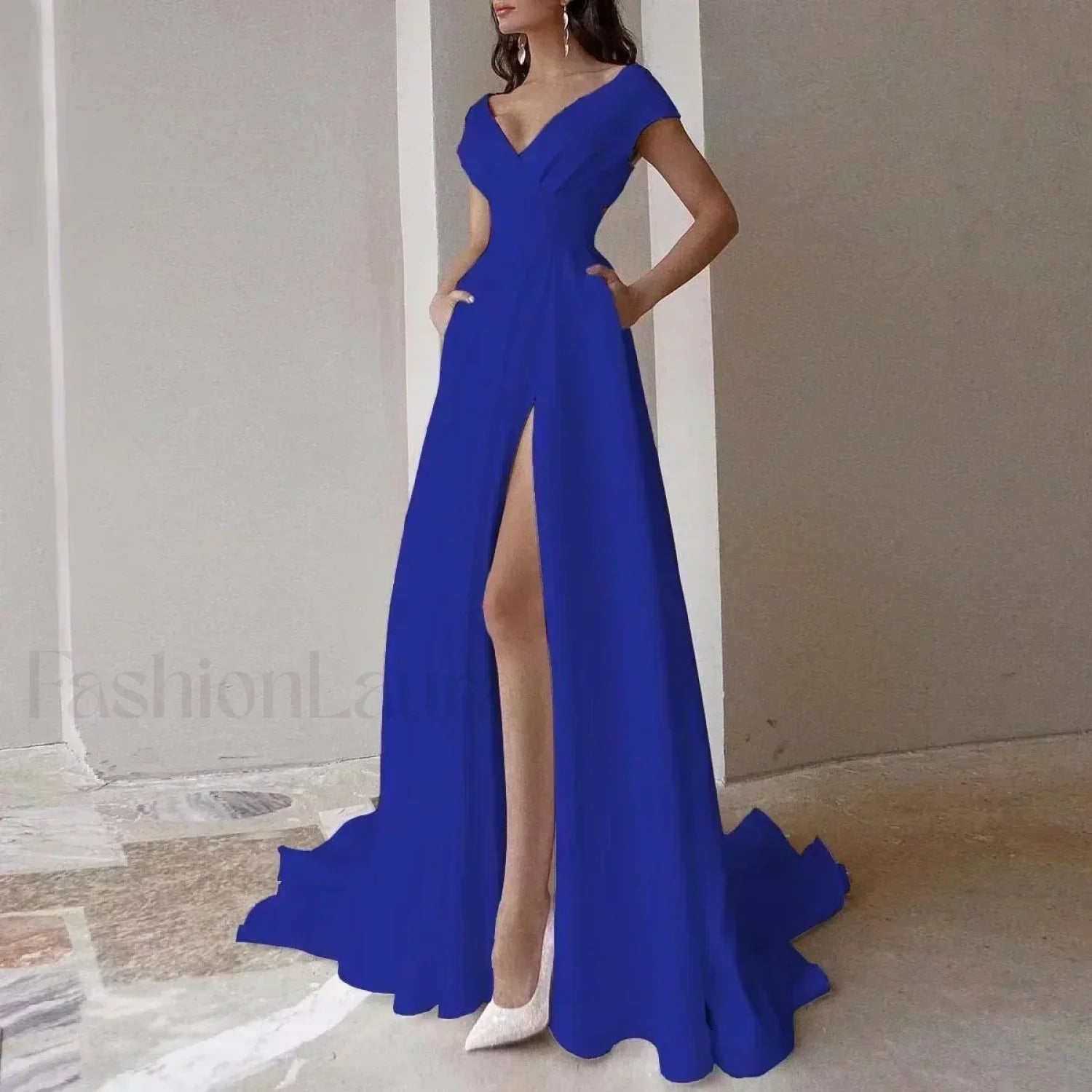 V-neck Ruffled Evening Long High Waist Elegant Party 2024 New Sexy Irregular Graduation Prom Dress