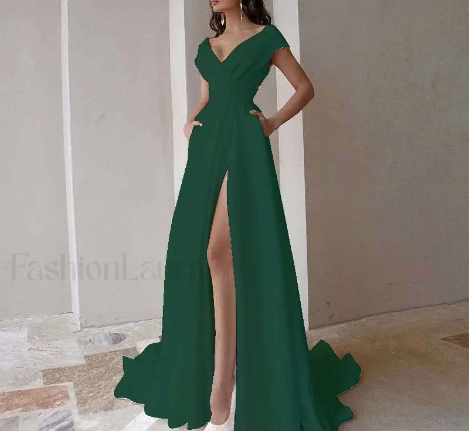 V-neck Ruffled Evening Long High Waist Elegant Party 2024 New Sexy Irregular Graduation Prom Dress