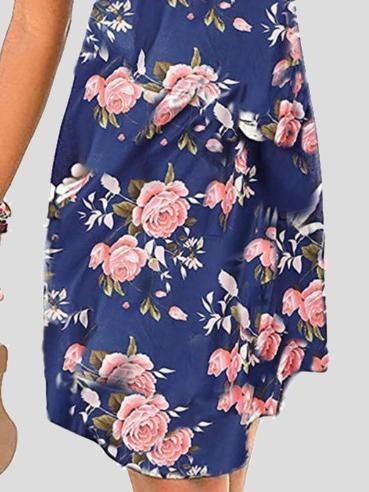 V neck Sleeveless Print Mini Dress