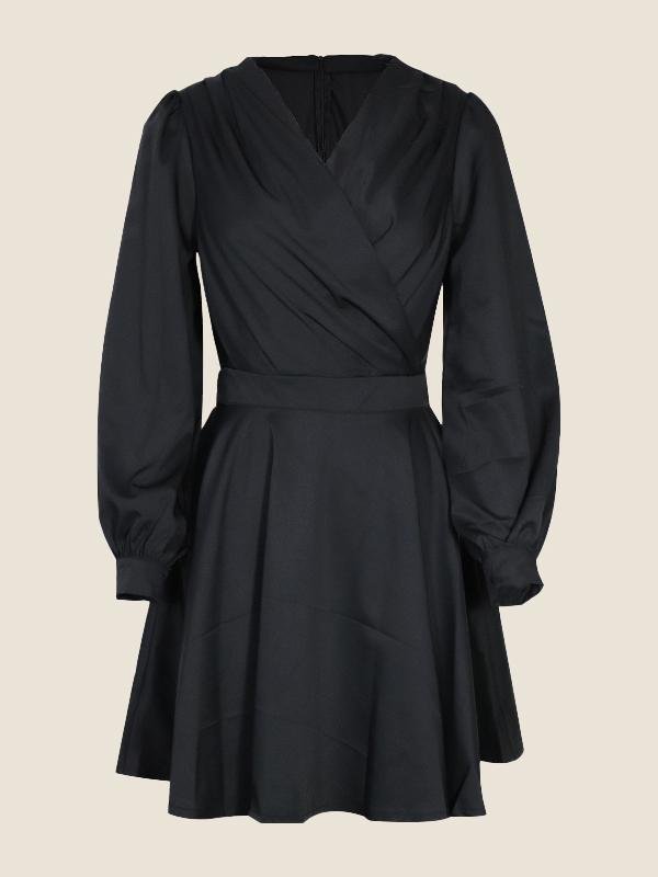 V neck Solid Elegant Dress
