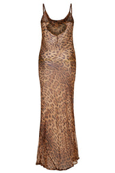 Leopard Print Cowl Neck Satin Slip Maxi Dress 6