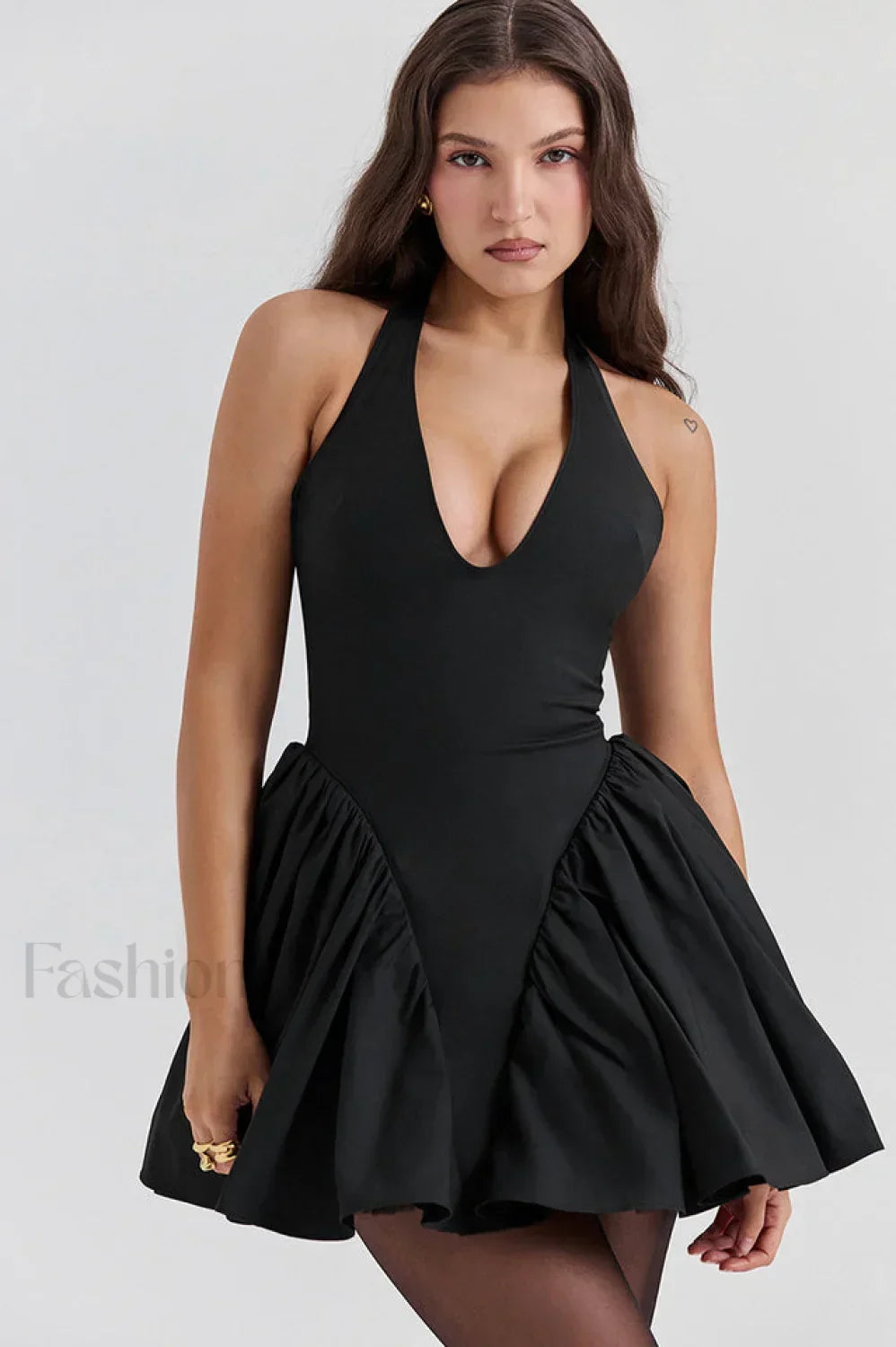 Valentia Halter Stylish Mini Dress XS / Black