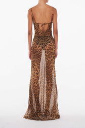 Leopard Print Cowl Neck Satin Slip Maxi Dress 3