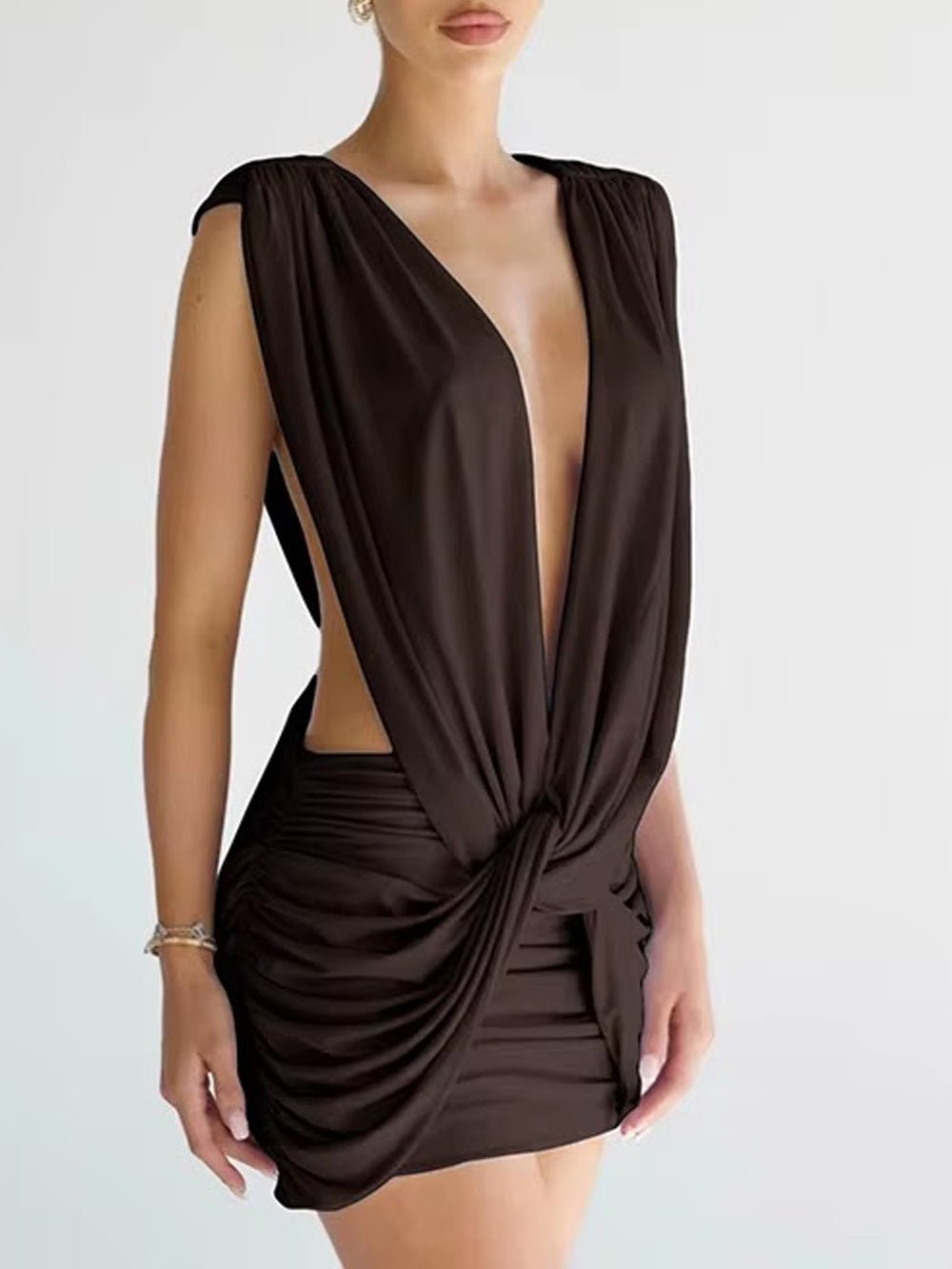 Valeria Draped Knot Mini Dress