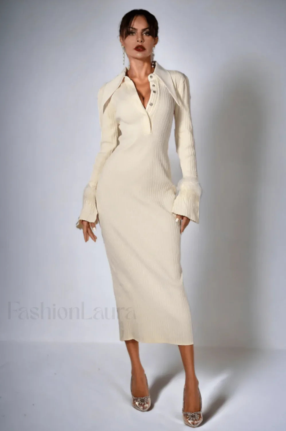 Vallance Feather Stylish Trim Maxi Dress