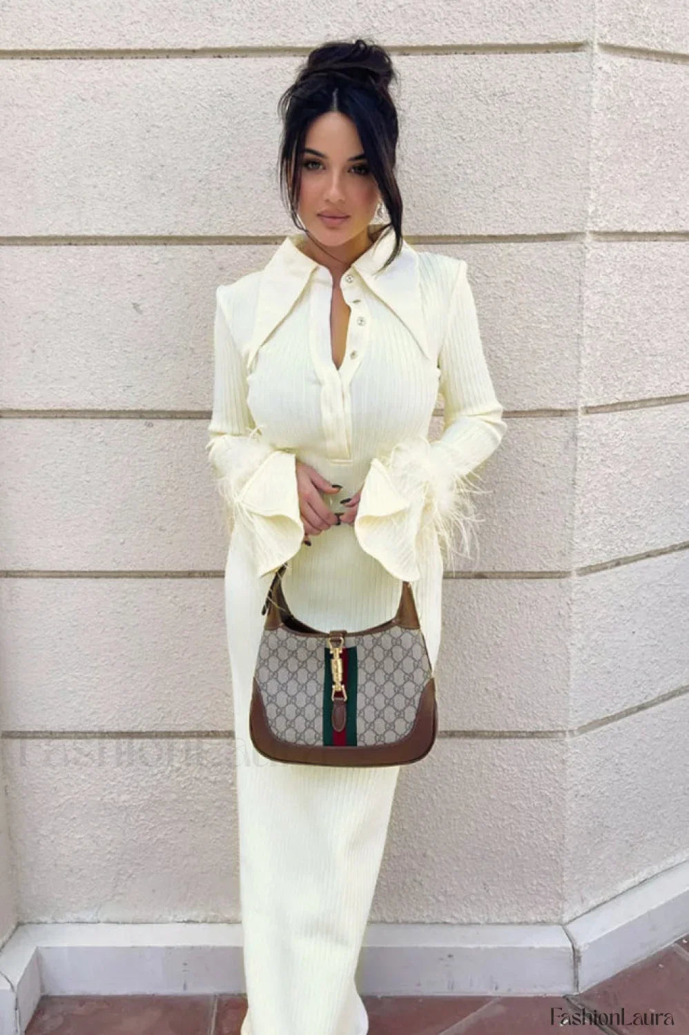 Vallance Feather Stylish Trim Maxi Dress